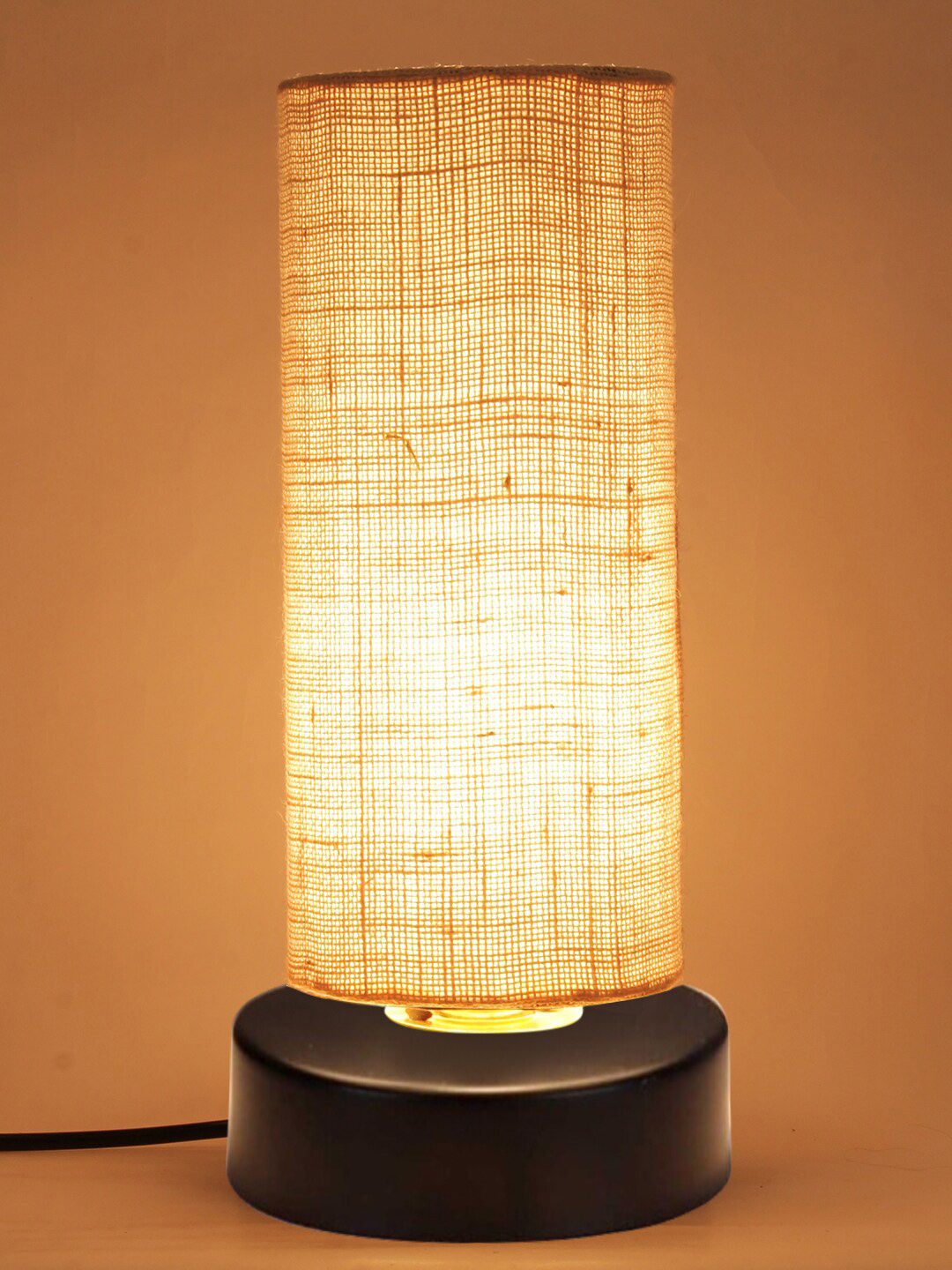 Devansh White Cylinder-Shaped Cotton Shade Table Lamp Price in India