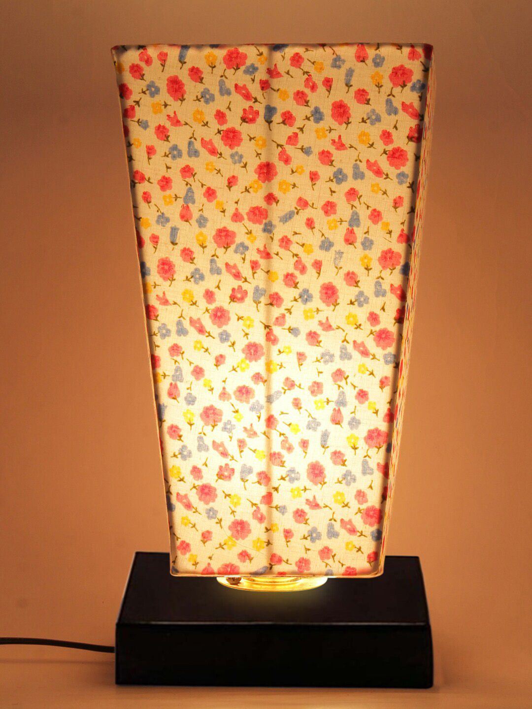 Devansh Multicolored Pyramid Shaped Cotton Shade Table Lamp Price in India