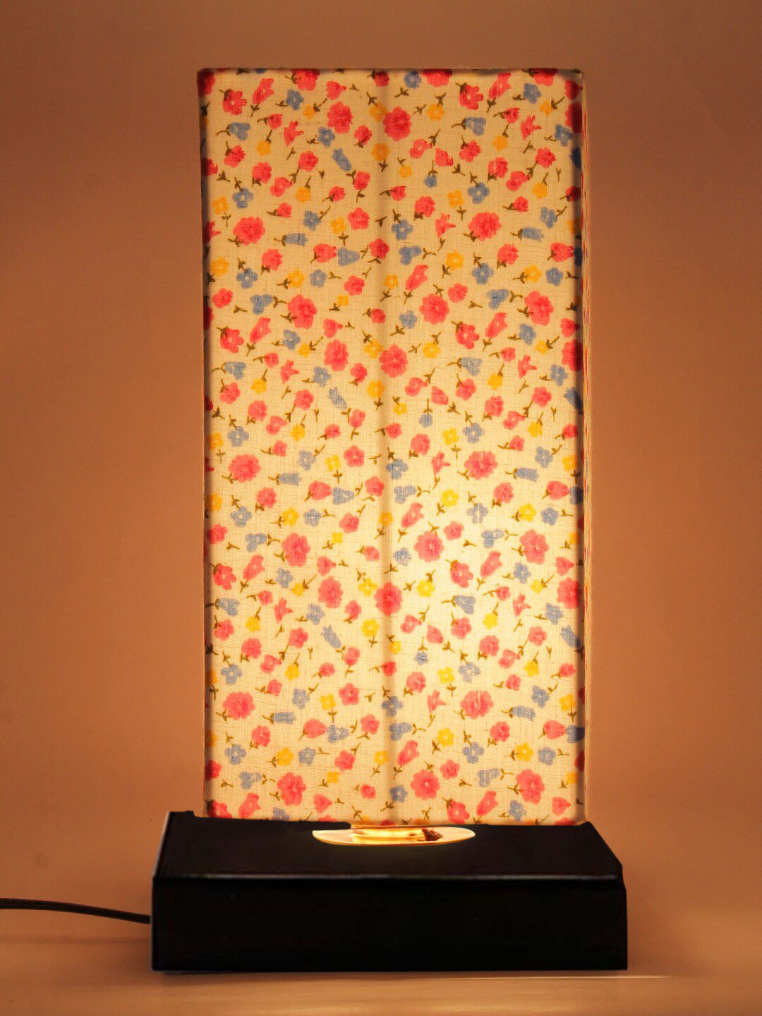 Devansh Multicolored Square Iron Lamp with Cotton Shade Price in India