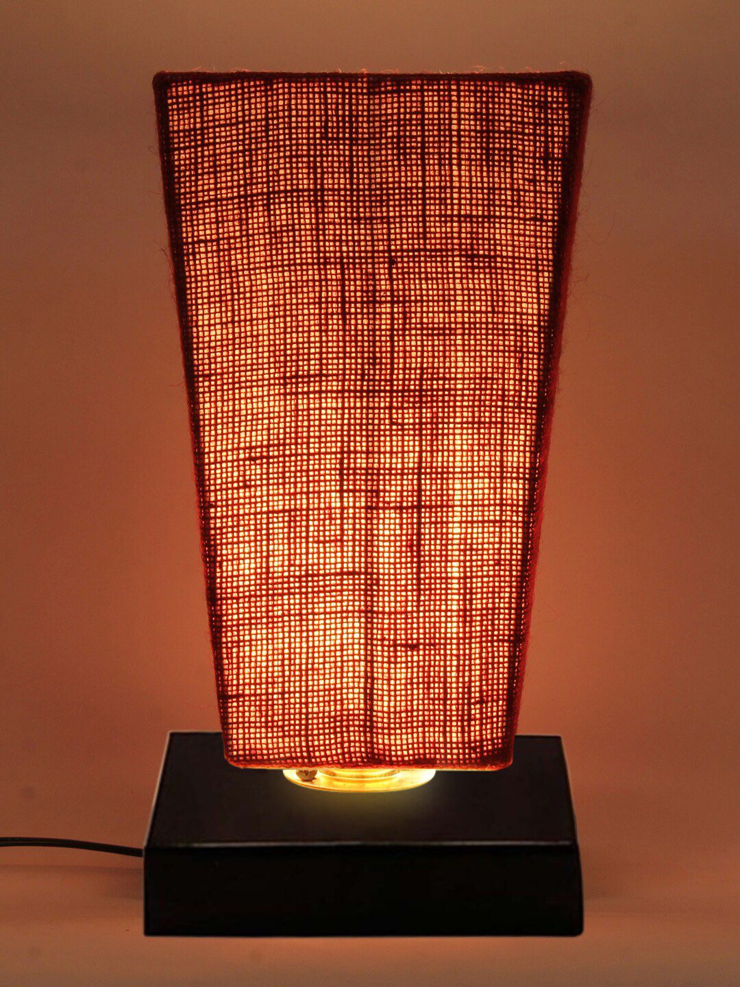 Devansh Maroon Triangle-Shaped Cotton Shade Table Lamp Price in India