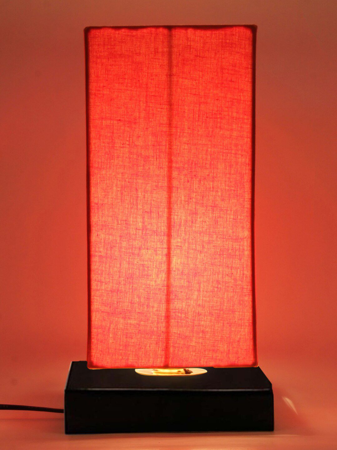 Devansh Orange & Black Solid Cotton Shade Table Lamp Price in India