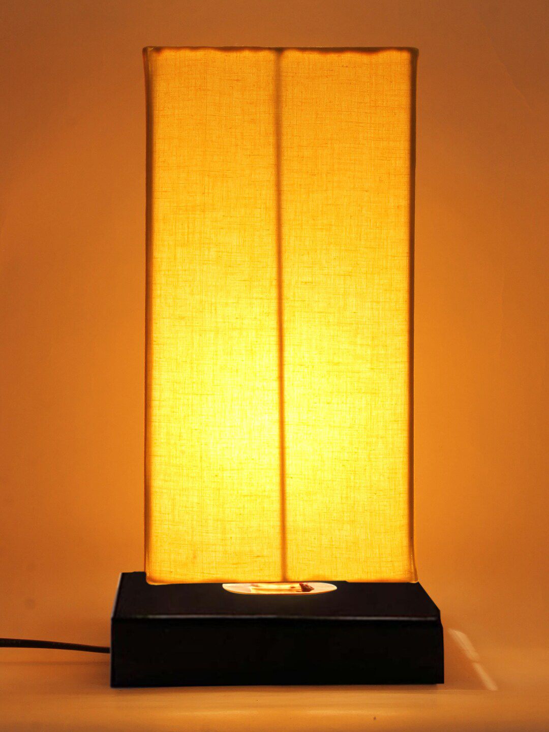 Devansh Yellow Solid Rectangular Cotton Shade Table Lamp Price in India