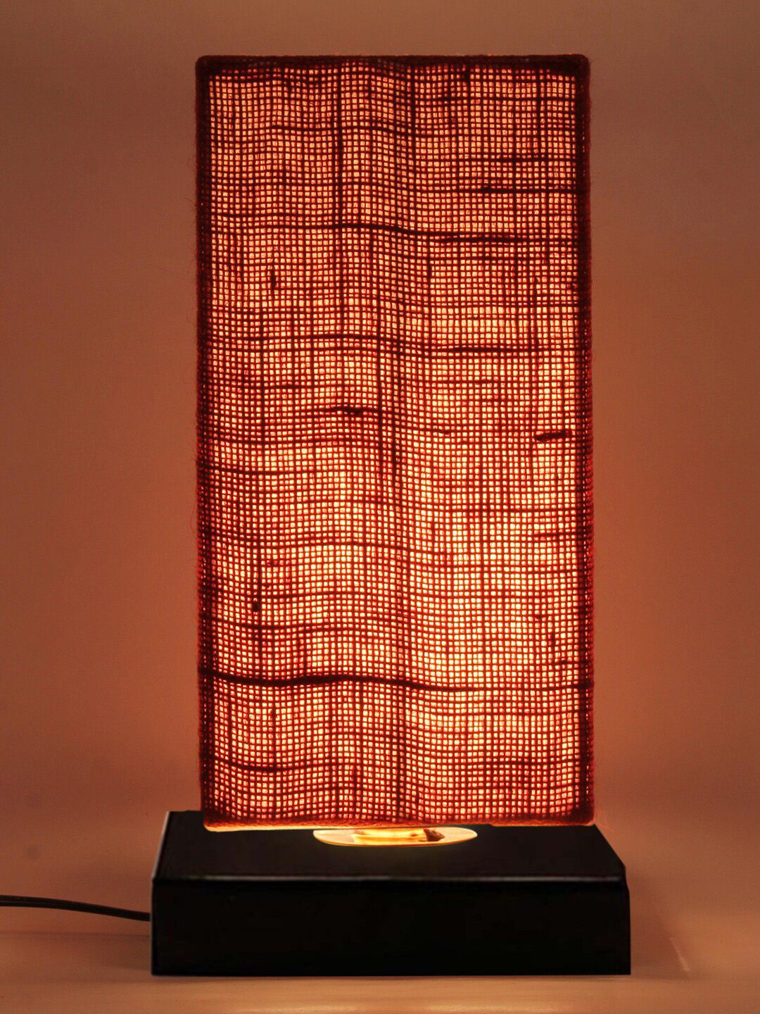 Devansh Maroon Rectangular Jute Shade Table Lamp Price in India