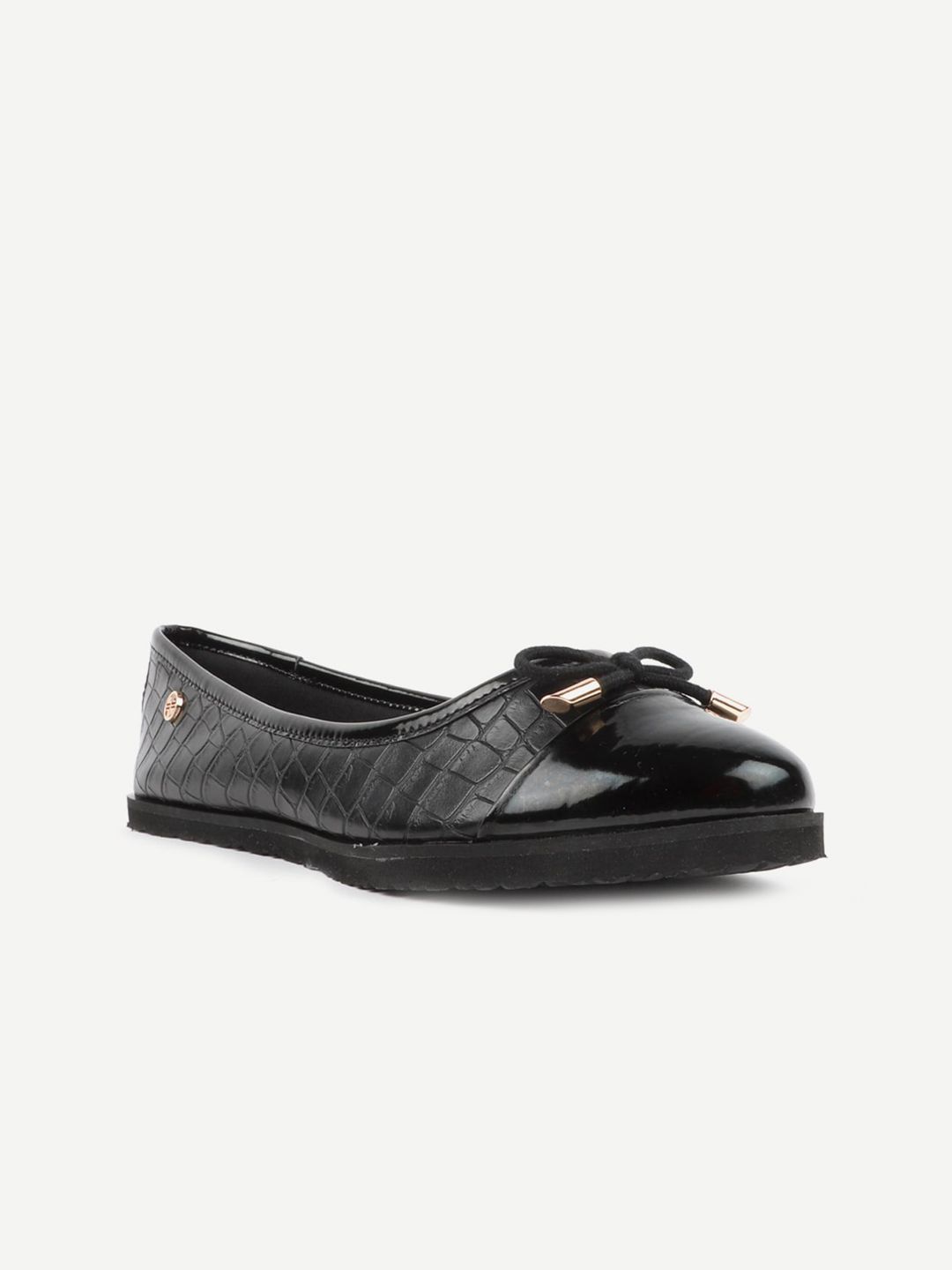 Carlton London Women Black Textured Ballerinas Flats