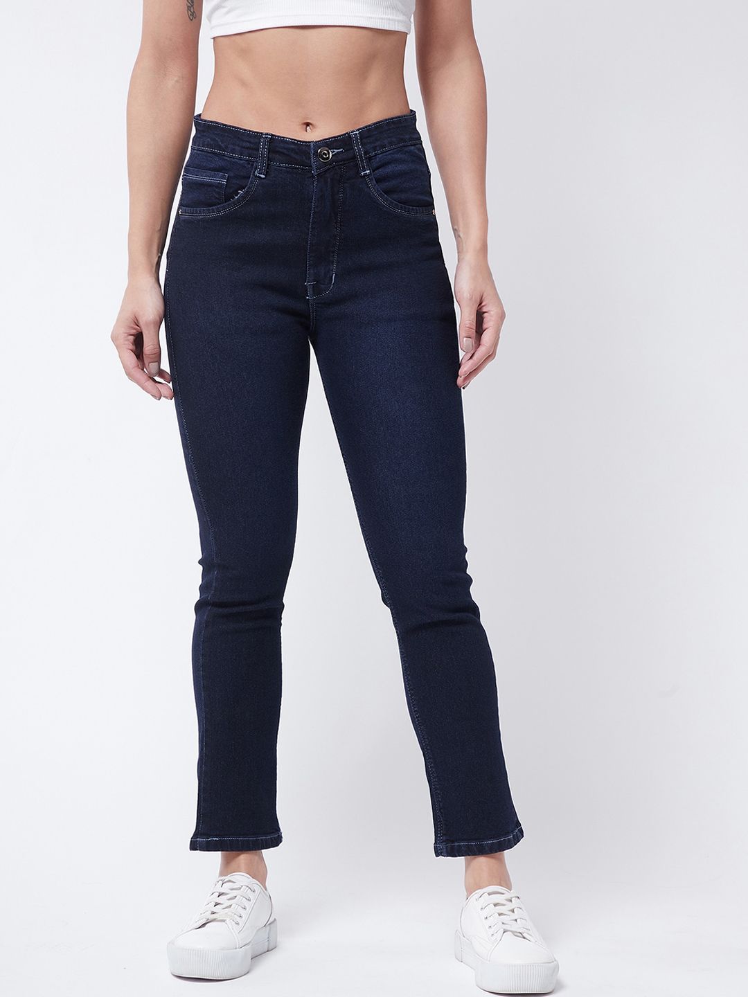 Purple Feather Women Blue Relaxed Fit High-Rise Light Fade Stretchable Jeans Price in India