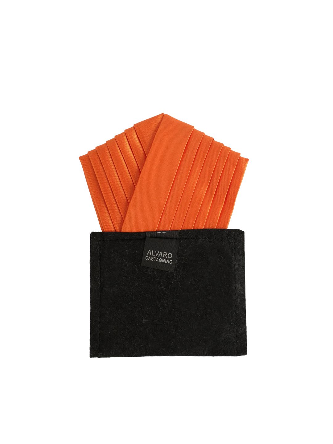 Alvaro Castagnino Men Orange Solid Pocket Square