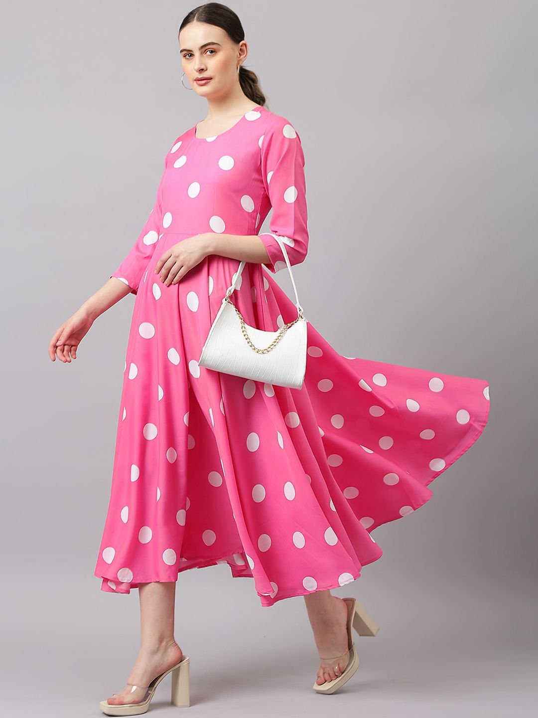KALINI Women Pink Printed Maxi Dress Price in India