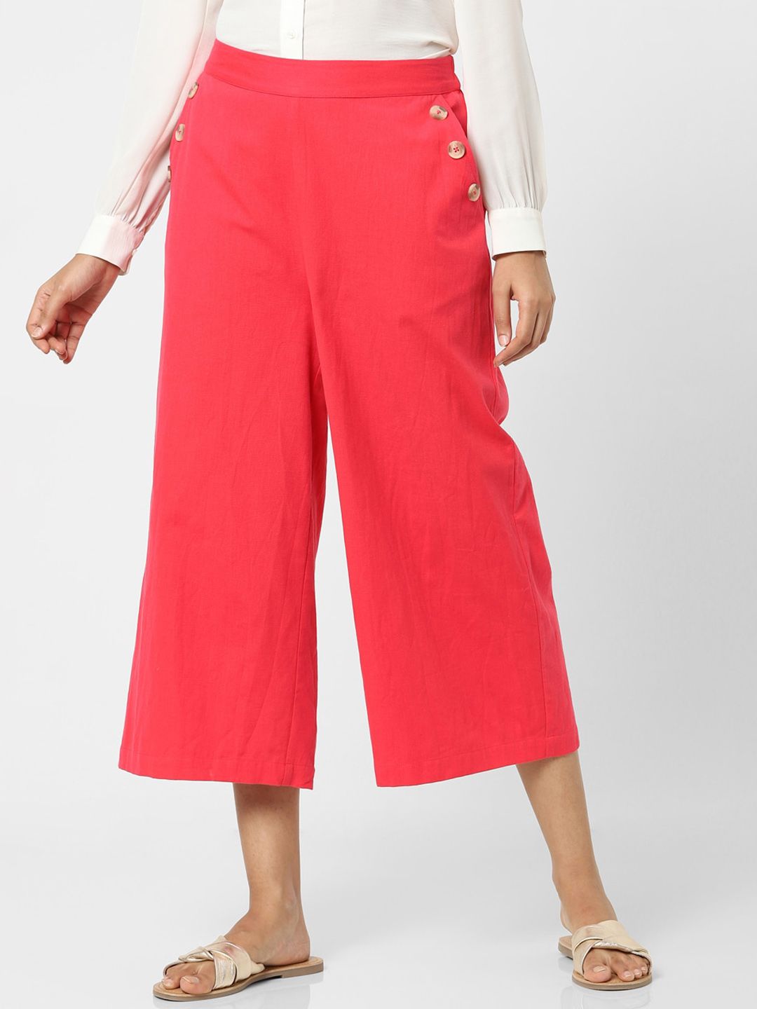 Vero Moda Women Pink High-Rise Culottes Trousers Price in India