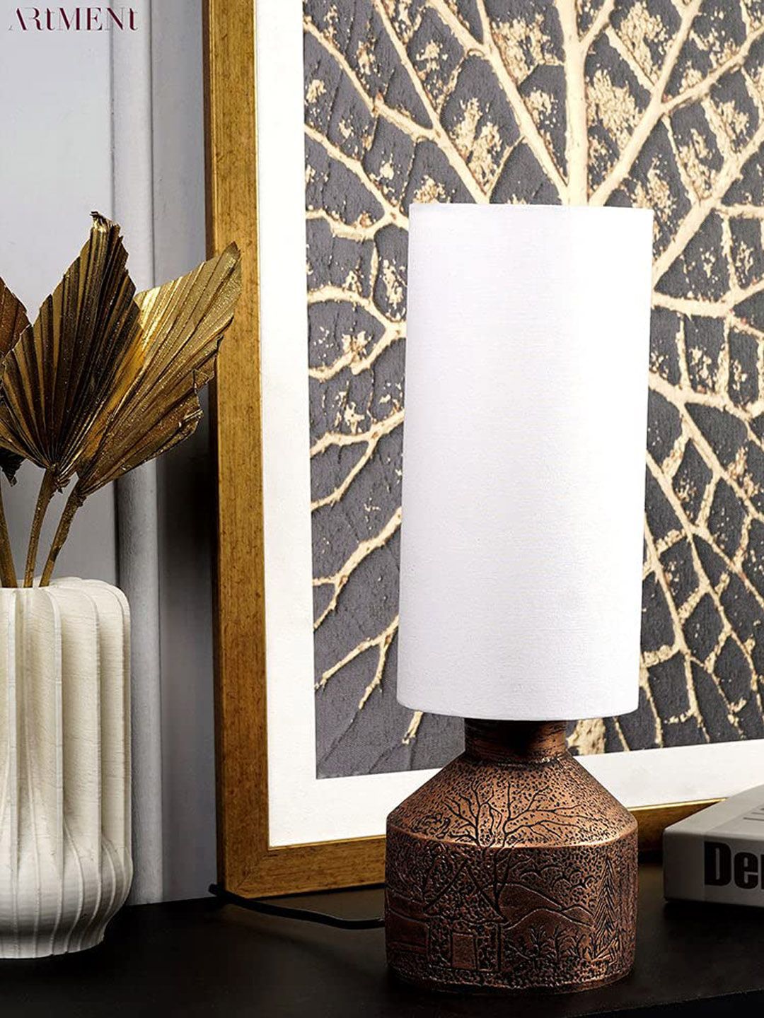 THE ARTMENT Brown Impressionist Parietal Art Table Lamp Price in India