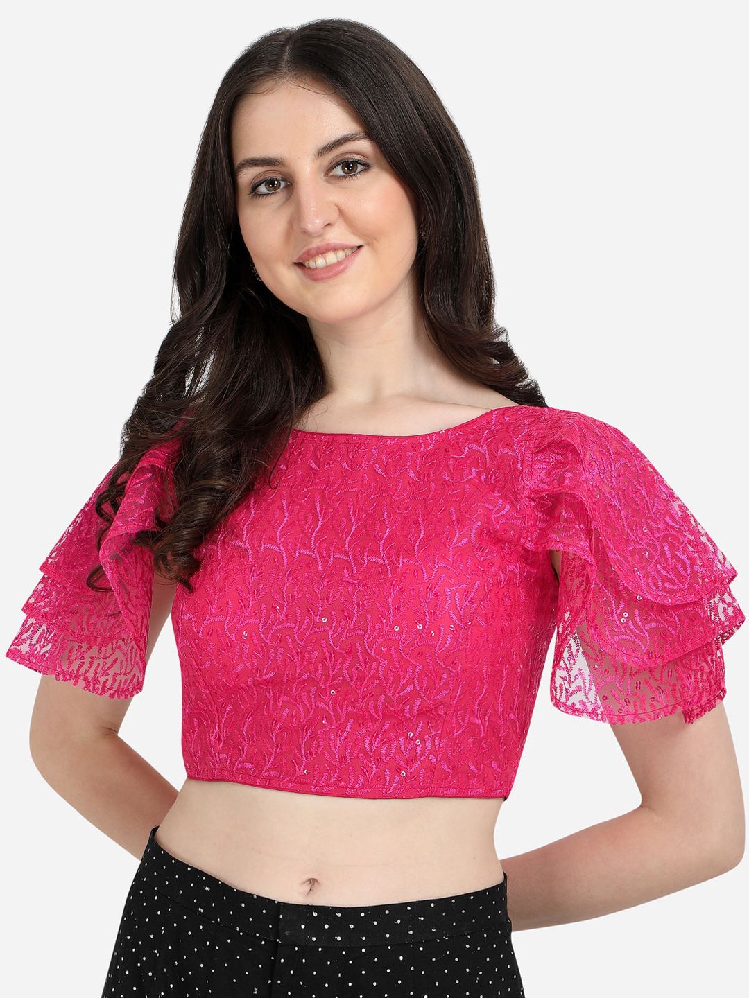 Fab Dadu Women Pink Embroidered Saree Blouse Price in India