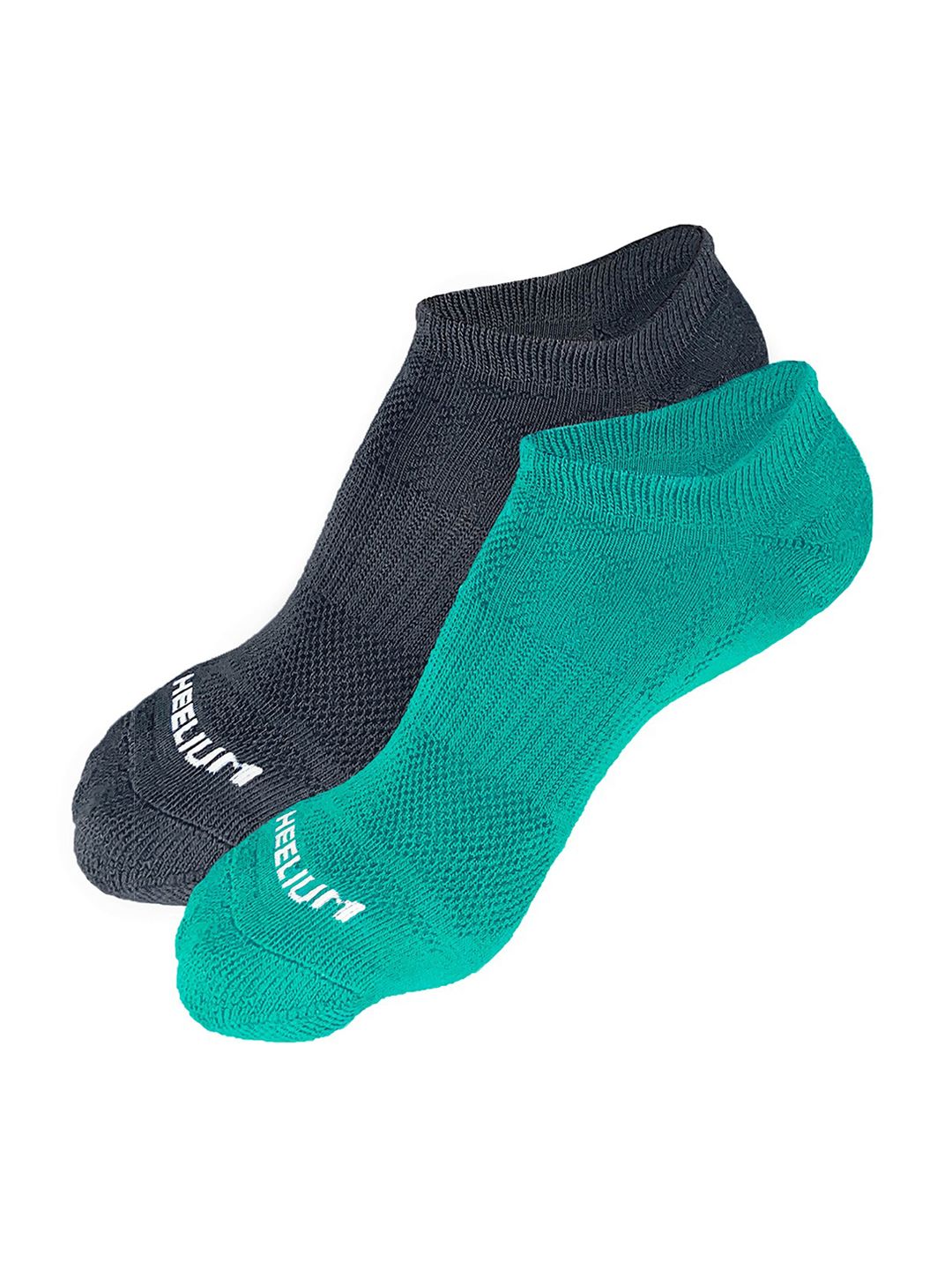 Heelium Men Teal Pack of 2 Odour-Free Padded Base Anti-bacterial Bamboo Ankle Length Socks