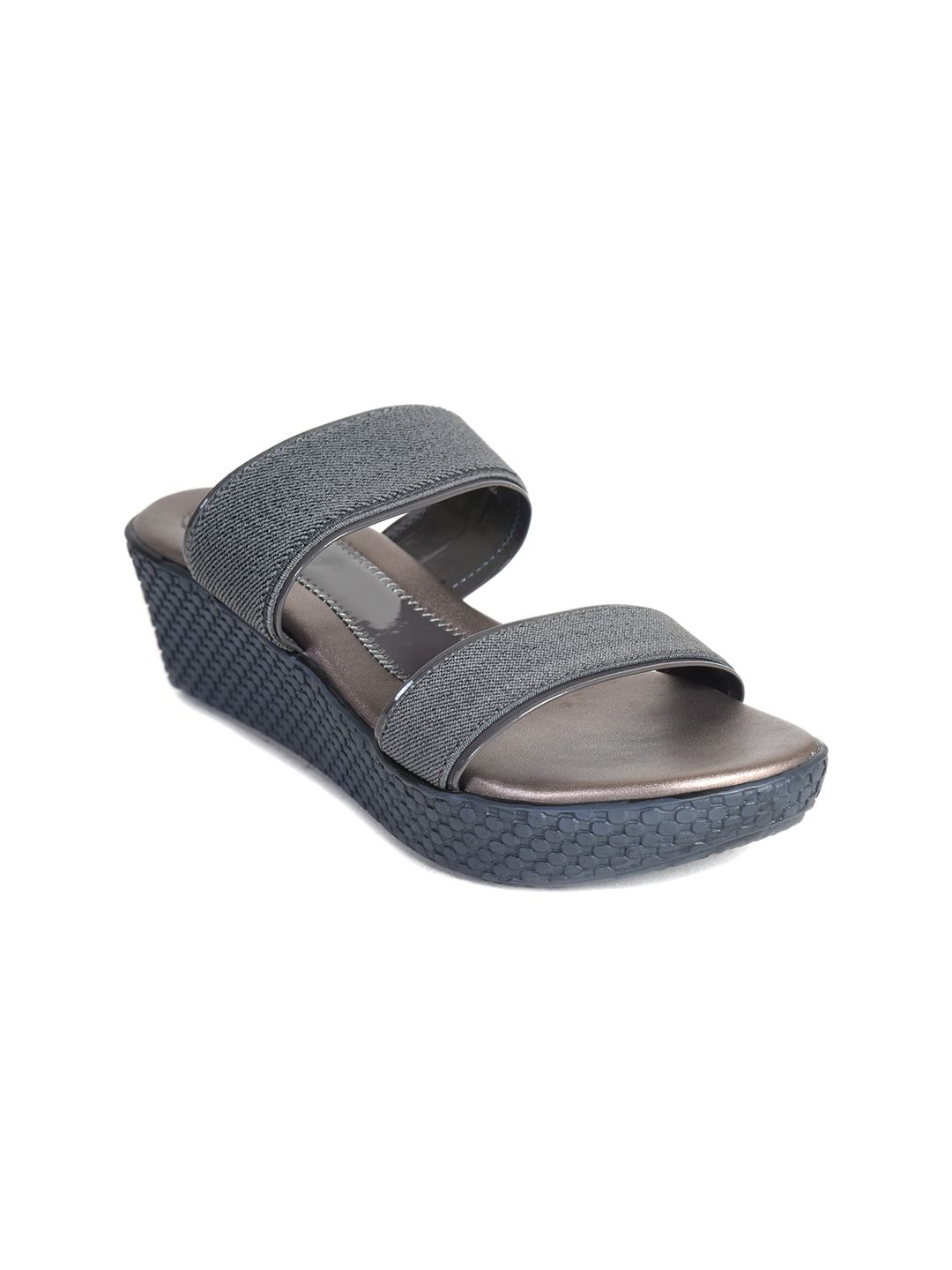 Ajanta Grey Solid Wedge Sandals Price in India