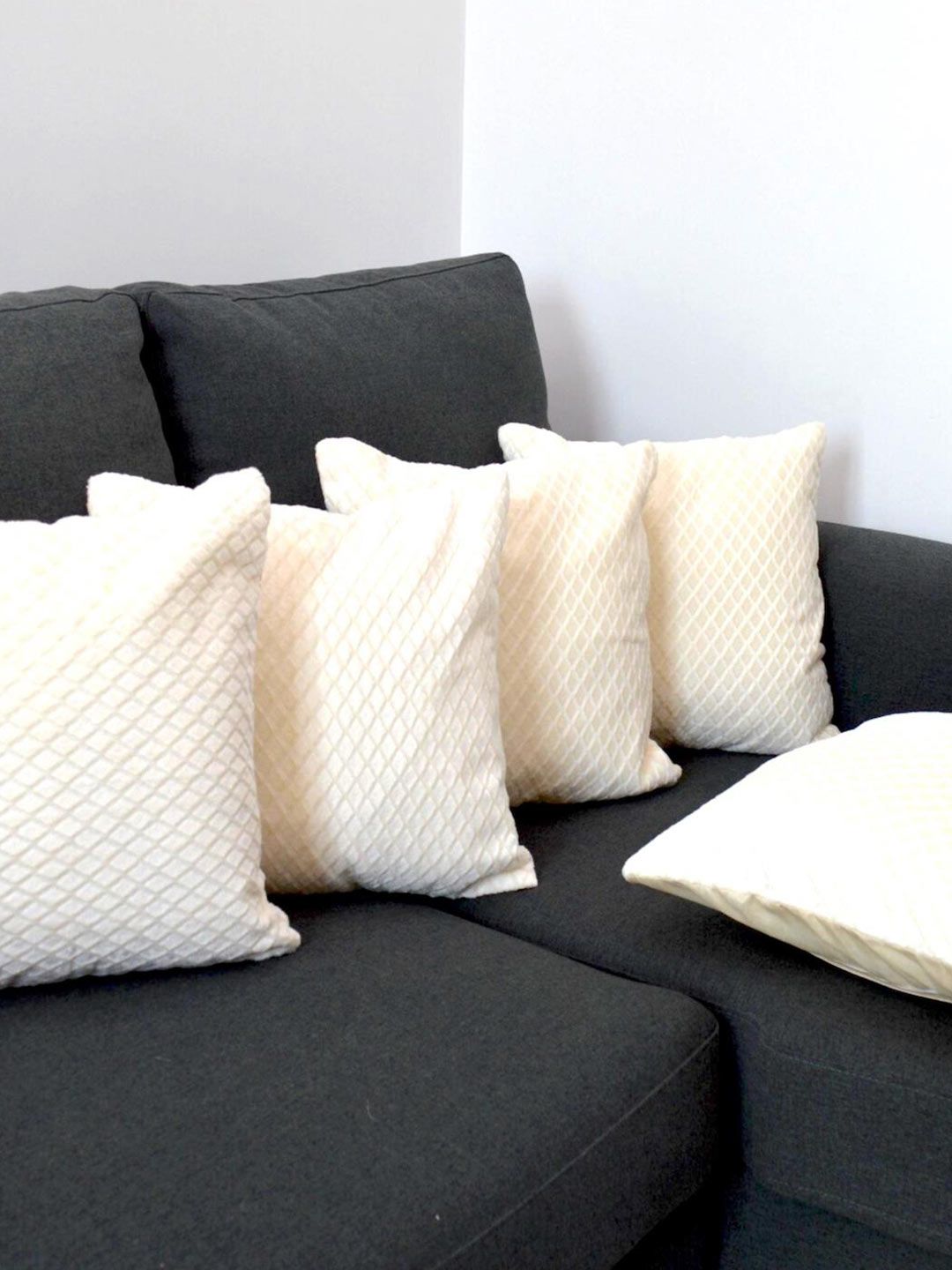 Tranquil square White Set of 5 Self Design Square Cushion Covers Price in India