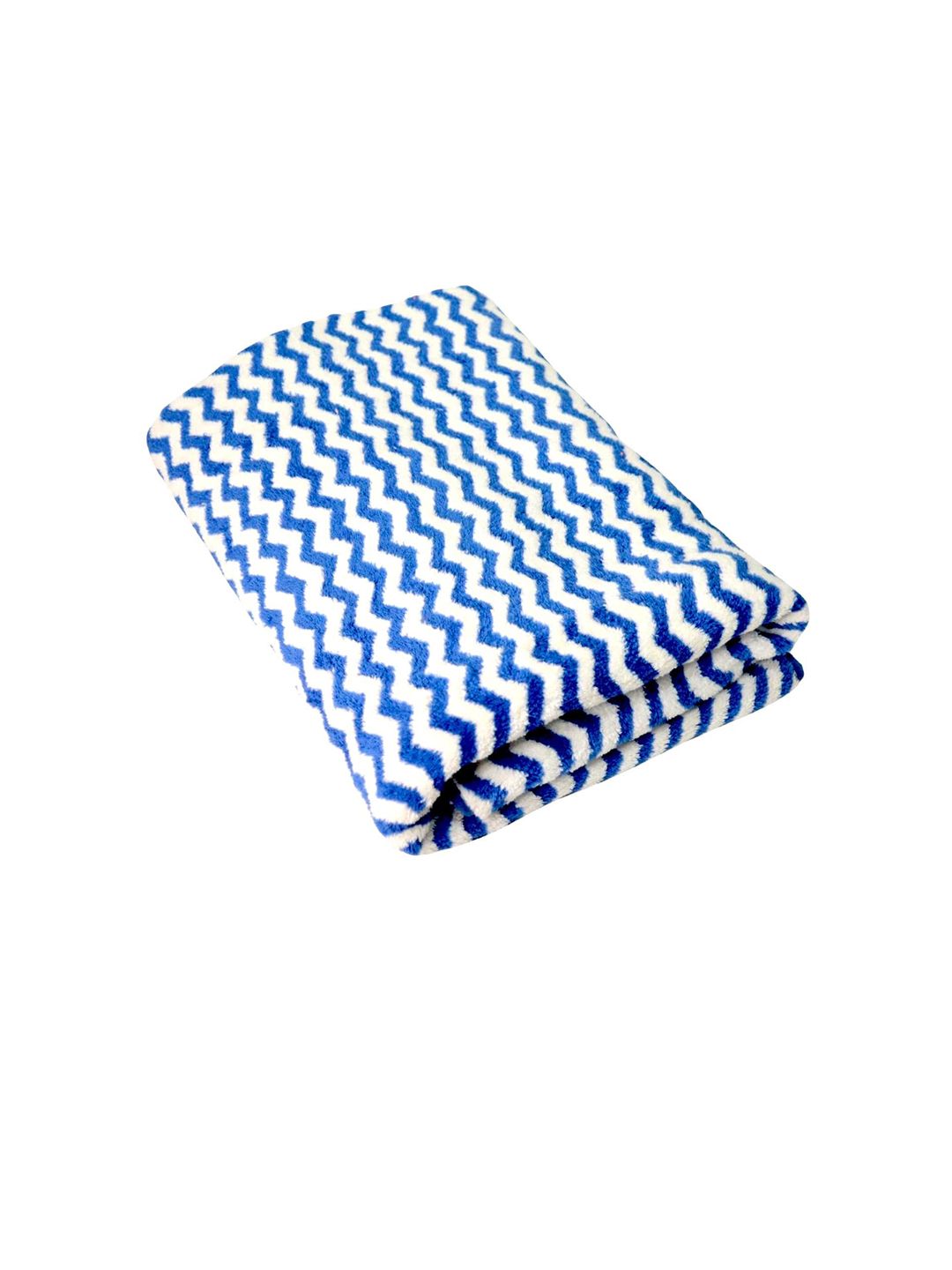 Tranquil Square Blue & White Striped 650 GSM Cotton Bath Towel Price in India