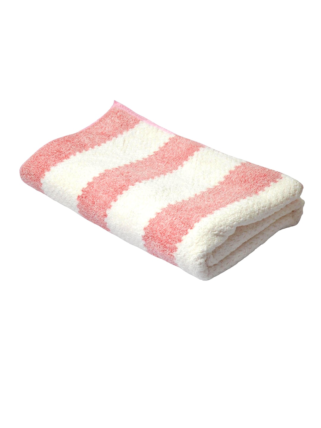 Tranquil square Adults Pink and White Striped 100% Cotton 650 GSM Bath Towels Price in India
