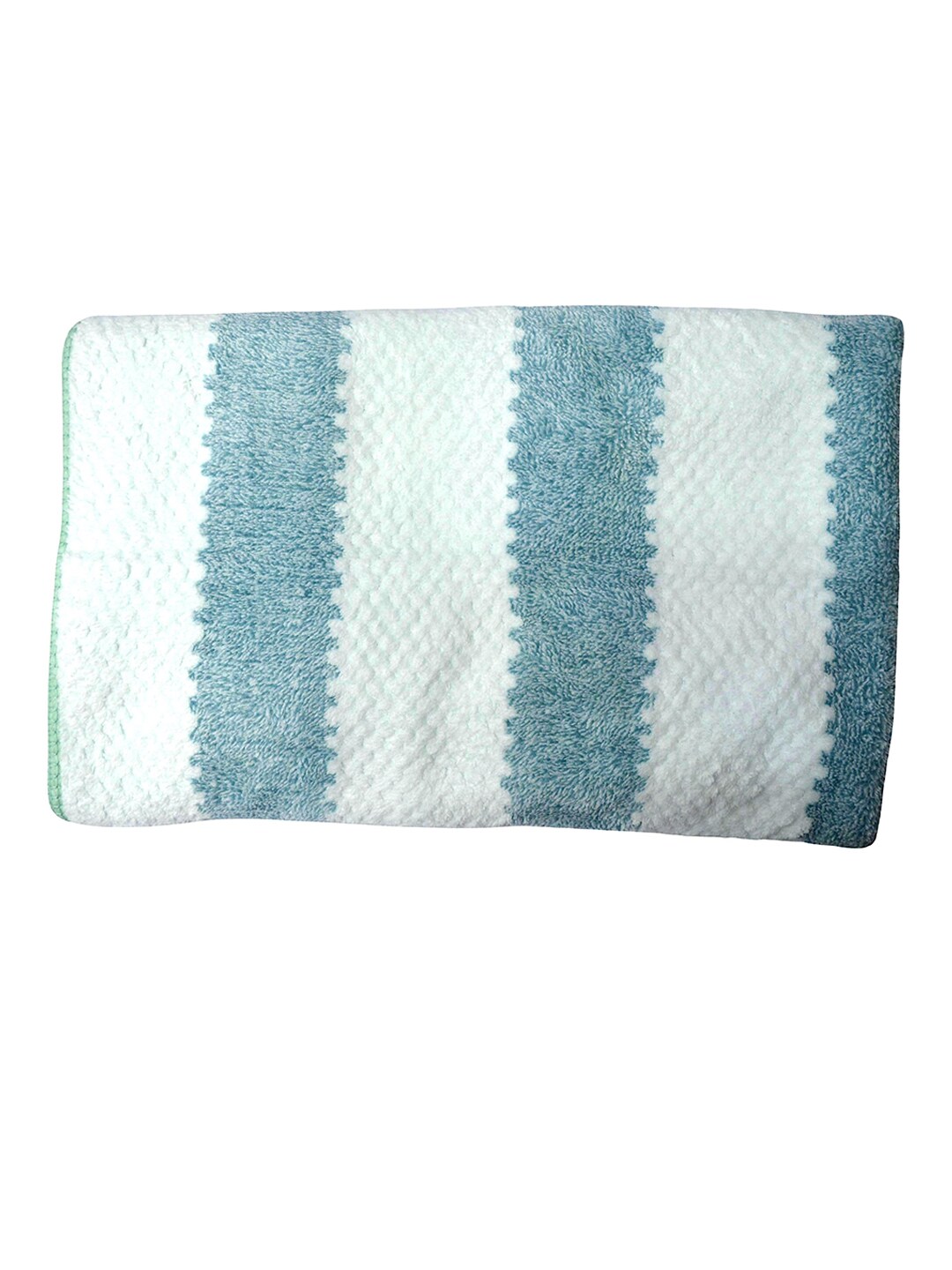 Tranquil square Unisex Green & White Striped 650 GSM Cotton Bath Towels Price in India
