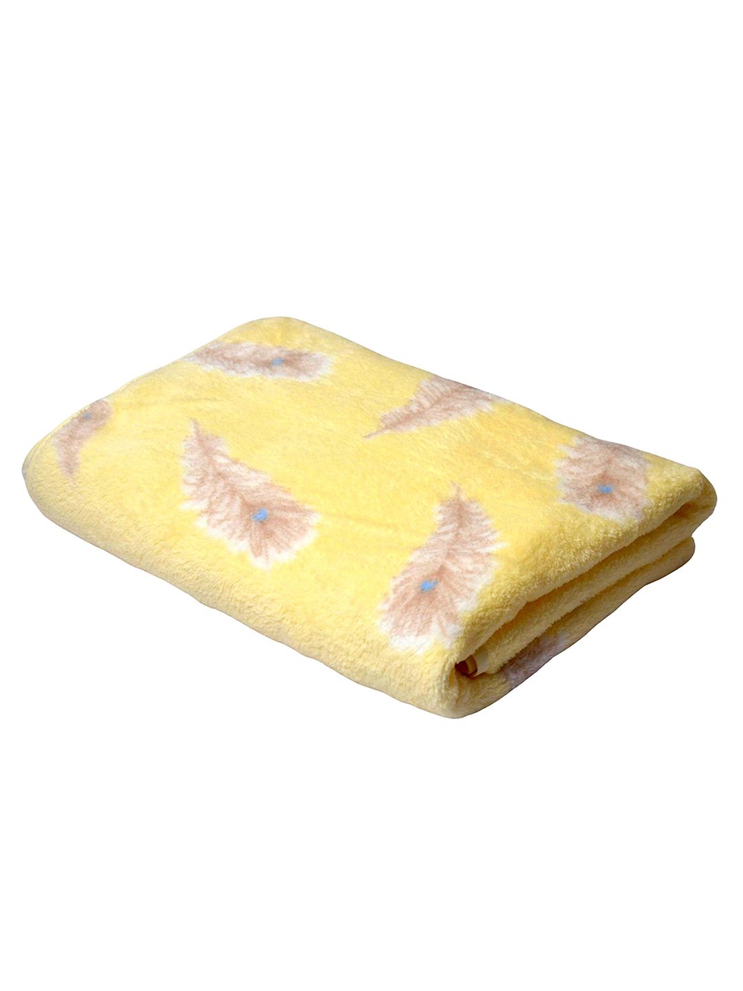 Tranquil square Unisex Yellow Printed 650 GSM Cotton Bath Towels Price in India