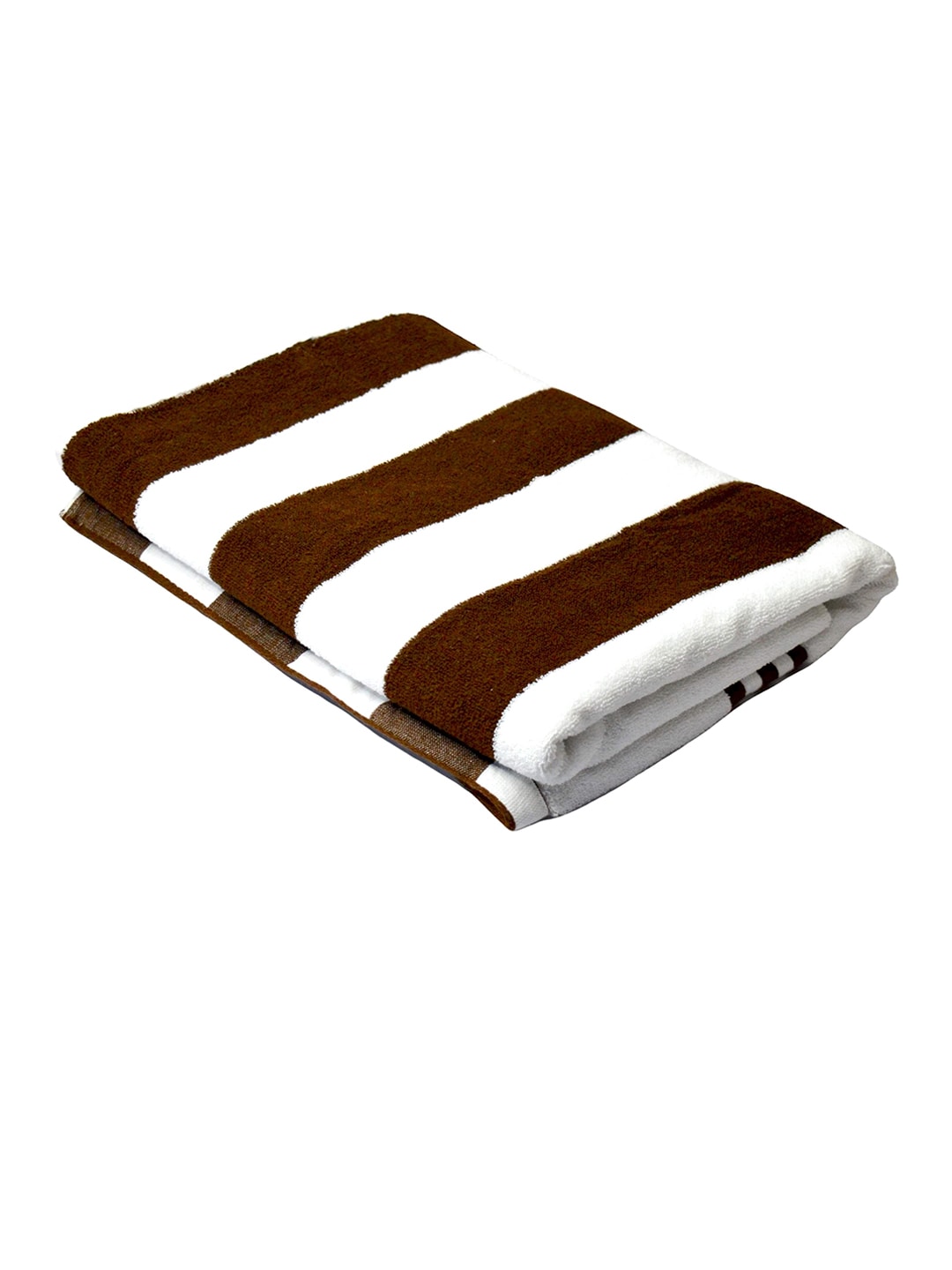 Tranquil square Brown & White Striped 650 GSM Cotton Bath Towel Price in India