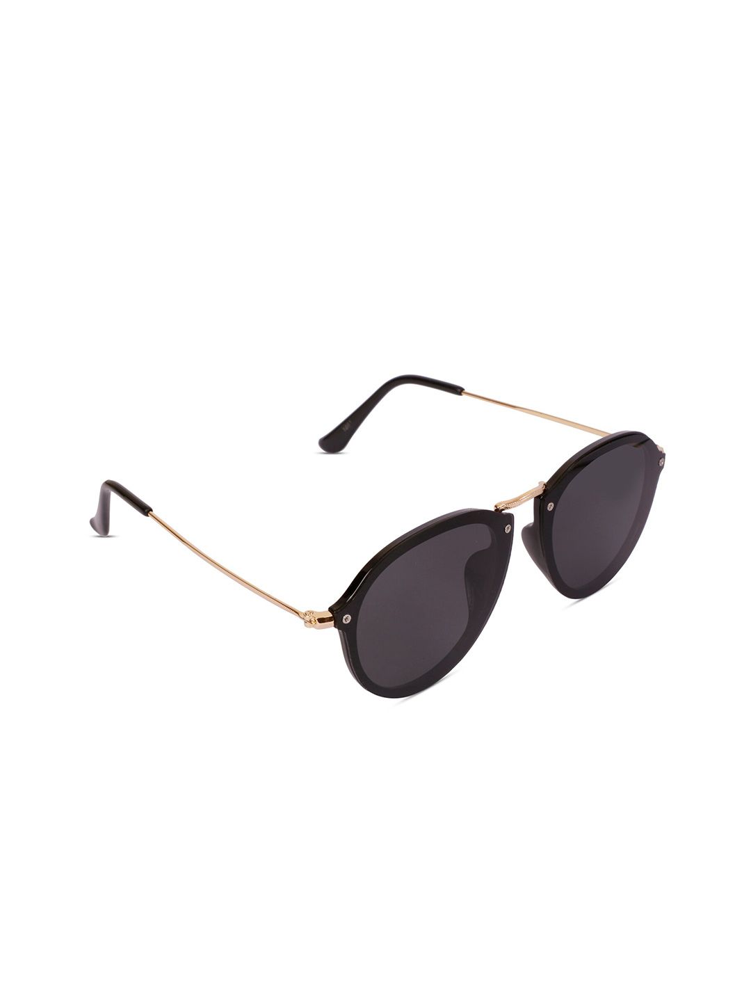 SUNNIES Unisex Black Lens & Black Round Sunglasses with Polarised and UV Protected Lens Price in India