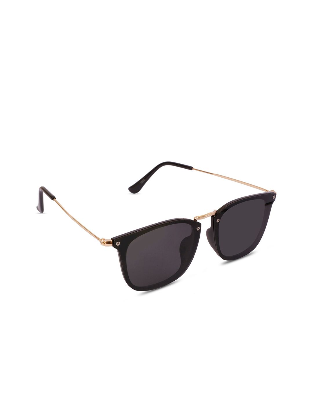 SUNNIES Unisex Black Lens & Black Rectangle Sunglasses with Polarised and UV Protected Lens