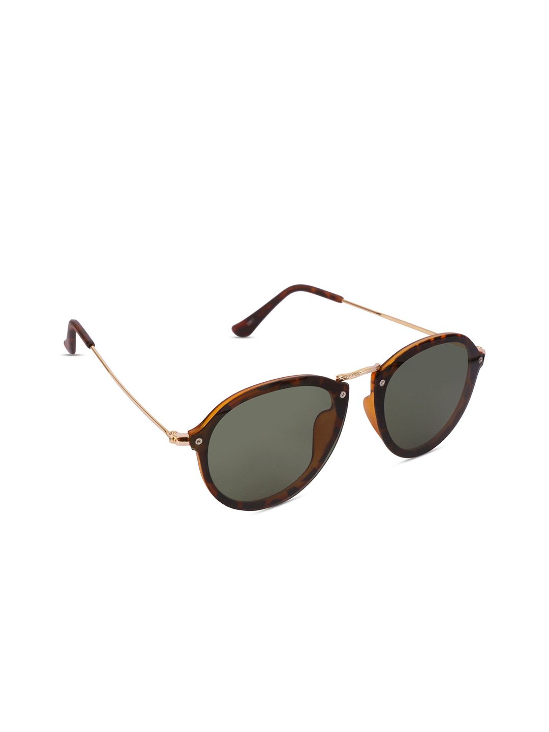 SUNNIES Unisex Green Lens & Brown Round Sunglasses SUNNIES-072-1861