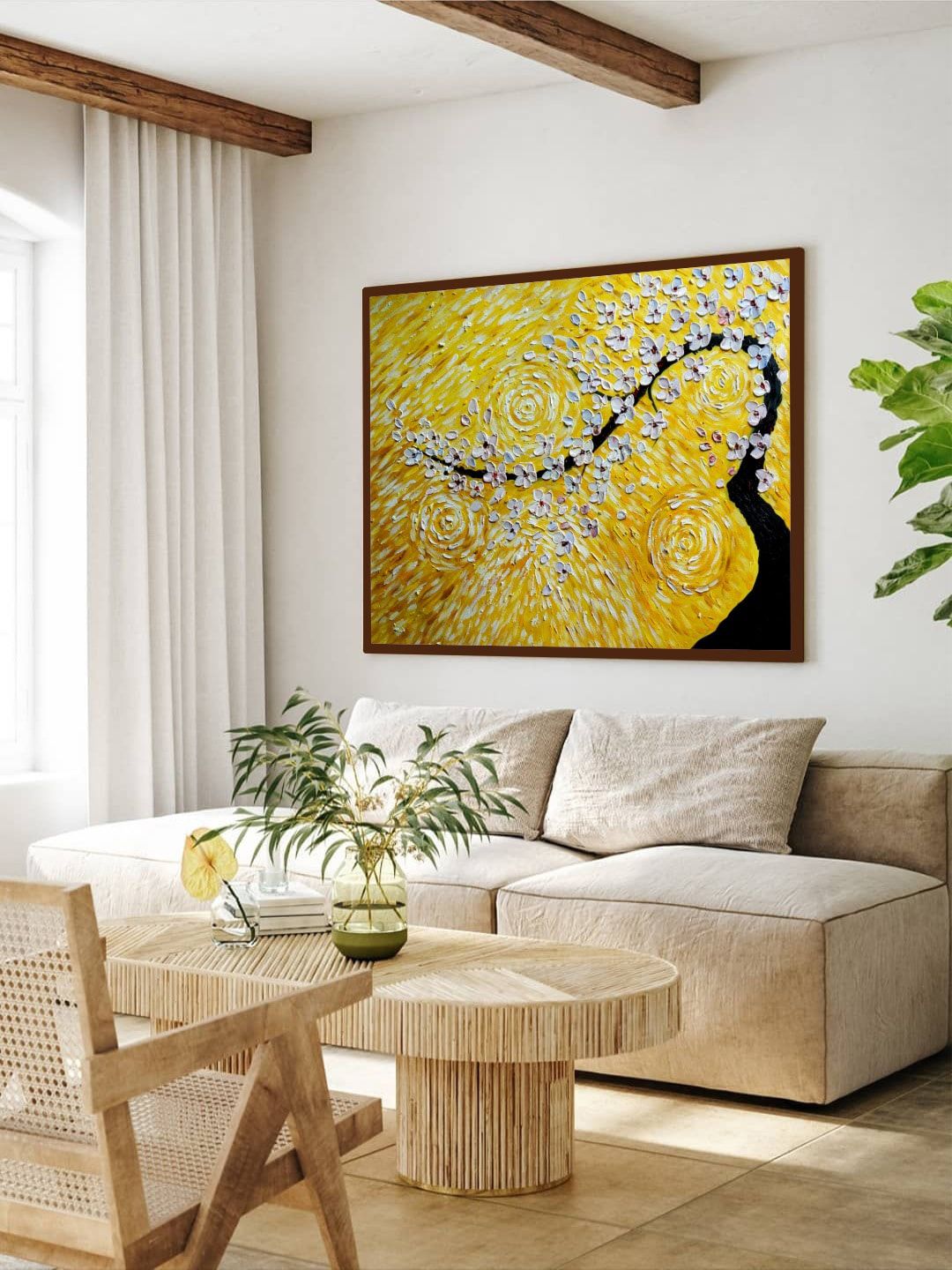 The Art House Yellow And Black Abstract Painting Wall Art Price in India