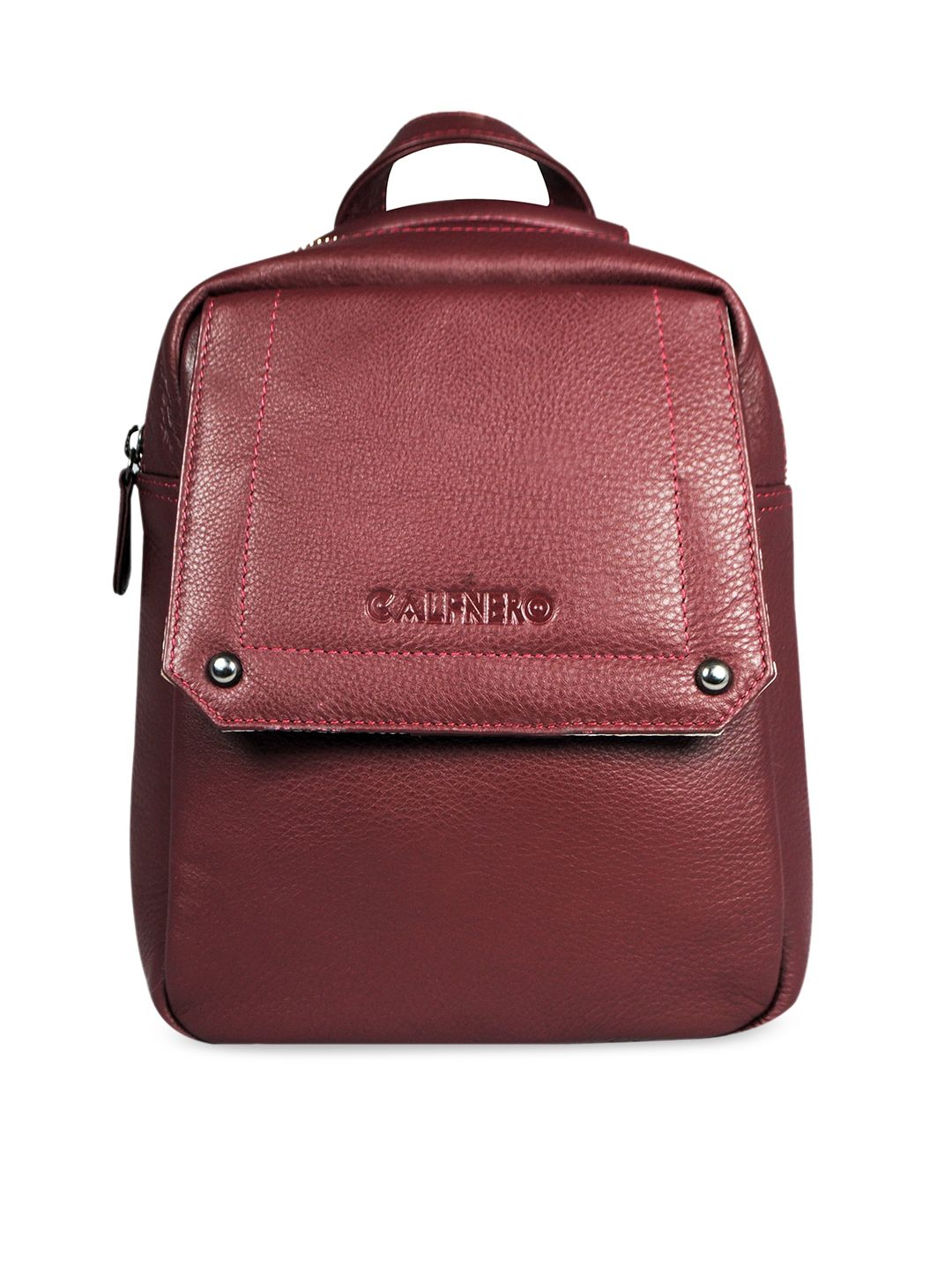 CALFNERO Women Brown Textured Backpack Price in India