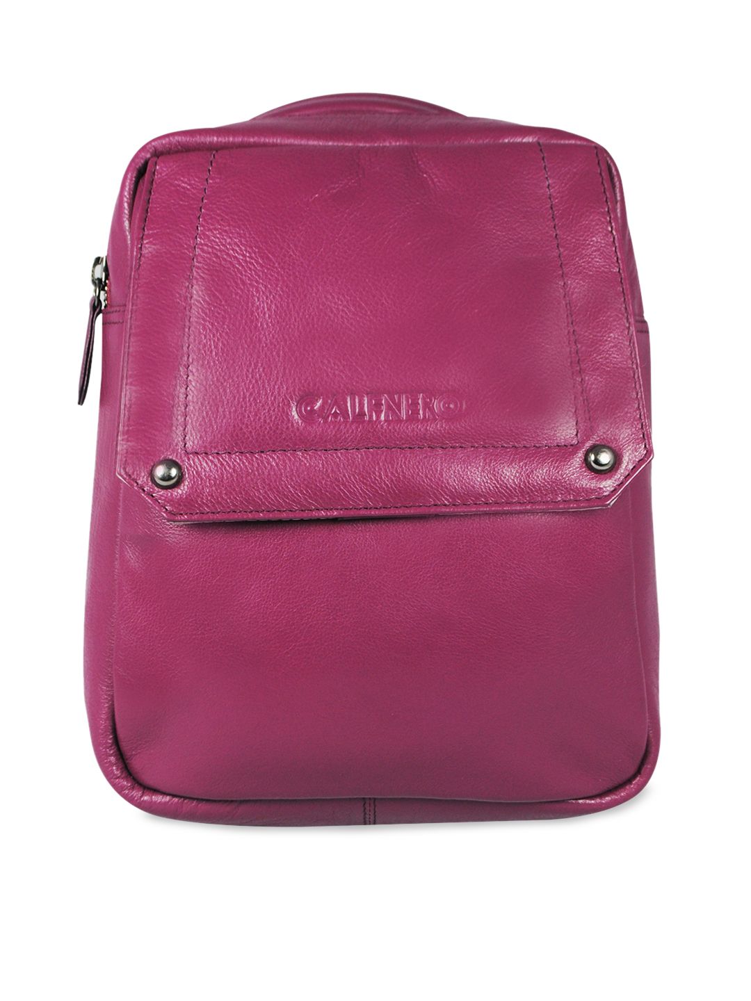 CALFNERO Violet Leather Textured Backpack Price in India