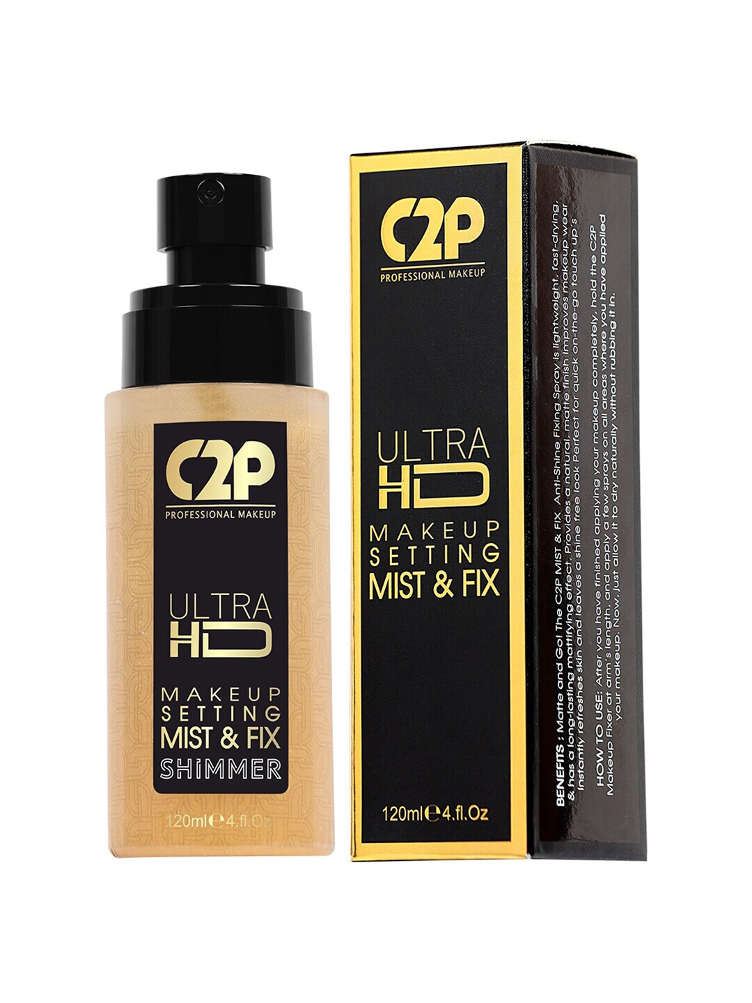C2P PROFESSIONAL MAKEUP Ultra HD Makeup Setting Mist & Fix - Shimmer - Gold Goddess 02 Price in India