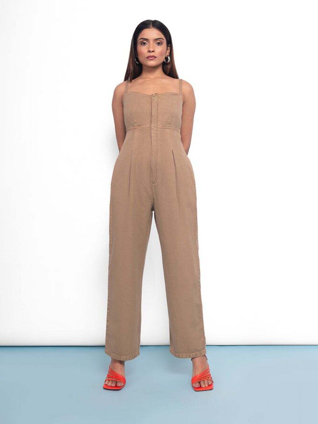 FREAKINS Women Khaki Basic Jumpsuit Price in India