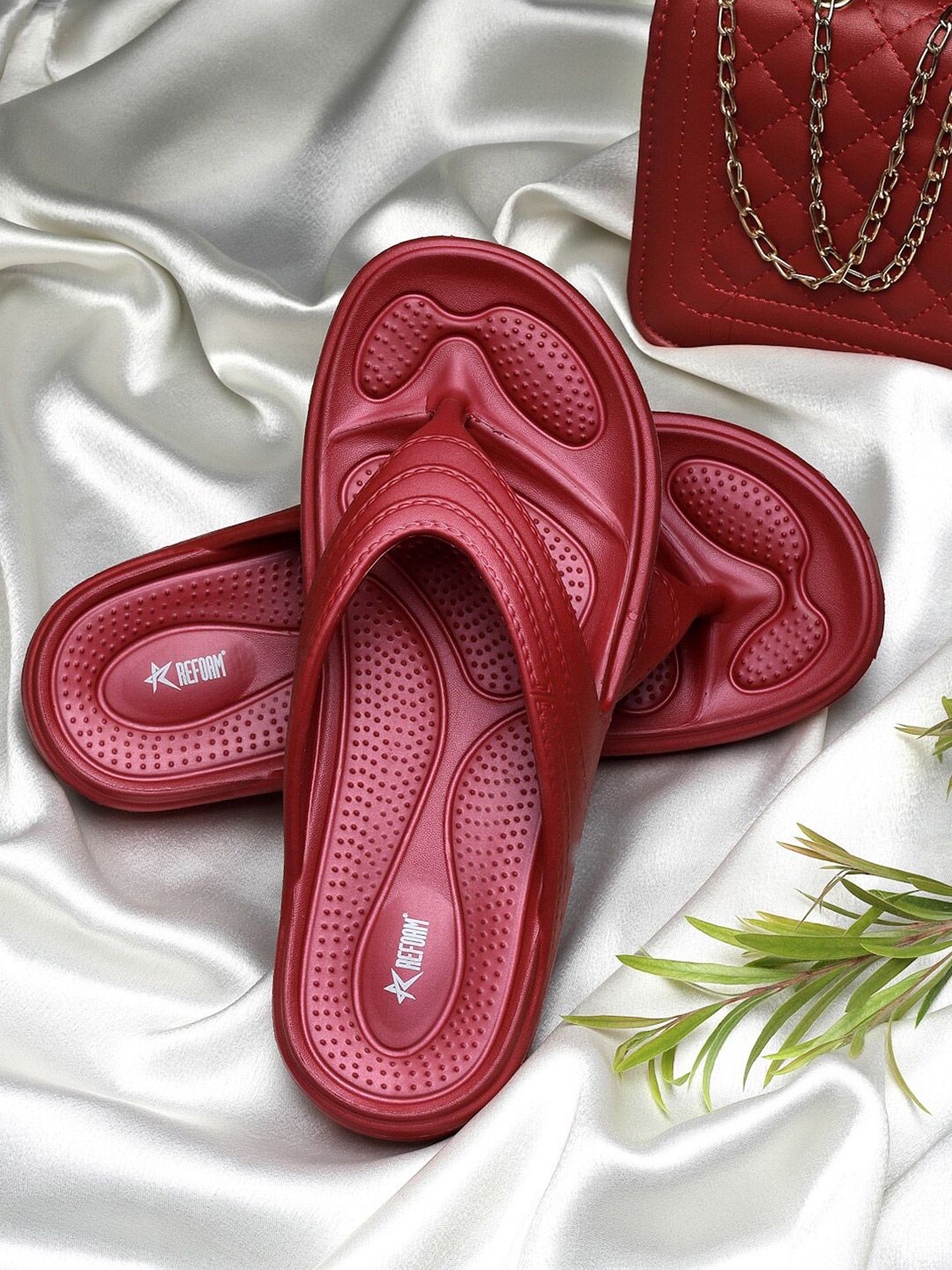 REFOAM Women Maroon Rubber Room Slippers Price in India