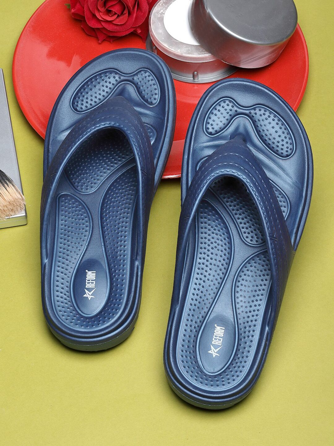 REFOAM Women Navy Blue Rubber Room Slippers Price in India