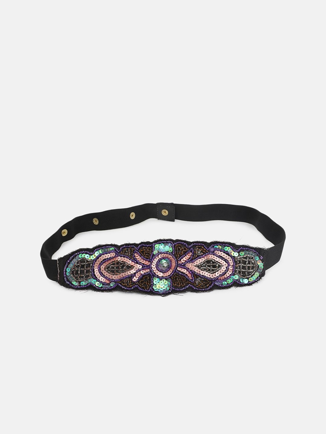 FABBHUE Women Black Embellished Stretchable Belt Price in India