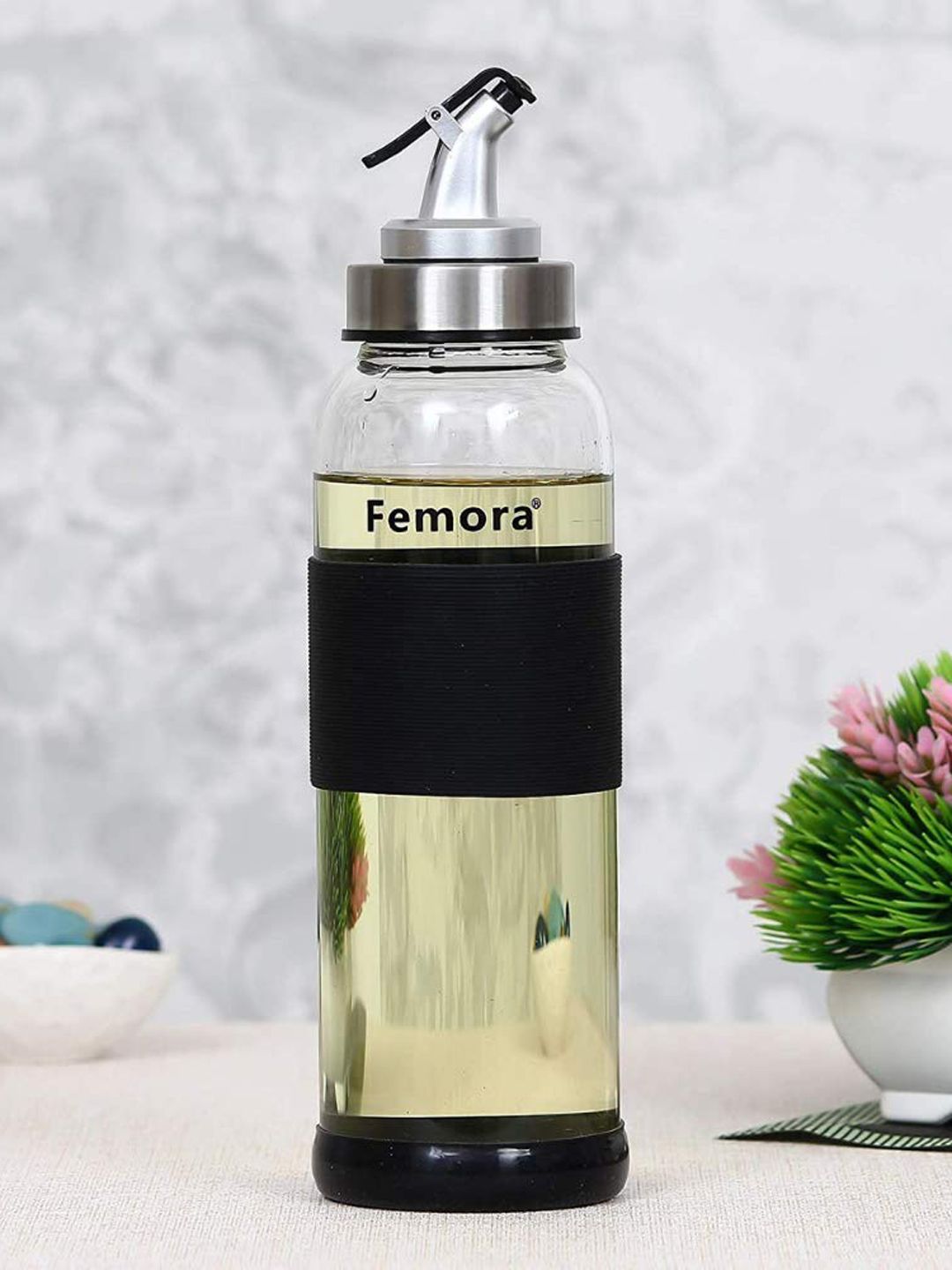 Femora Transparent Borosilicate Glass Oil Dispenser with Lid Price in India