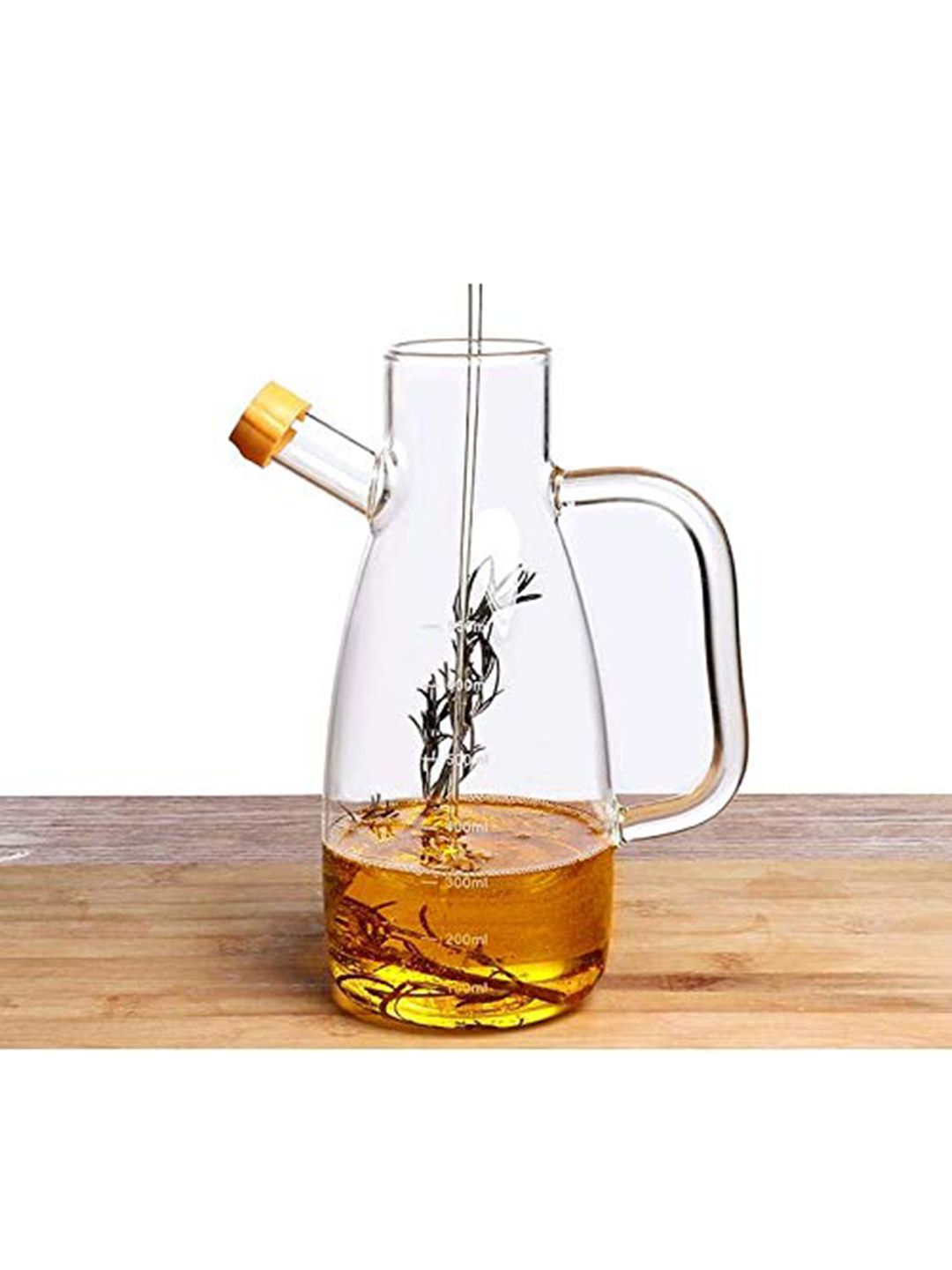 Femora Transparent & Silver Toned Solid Glass Oil Dispenser with Handle Price in India