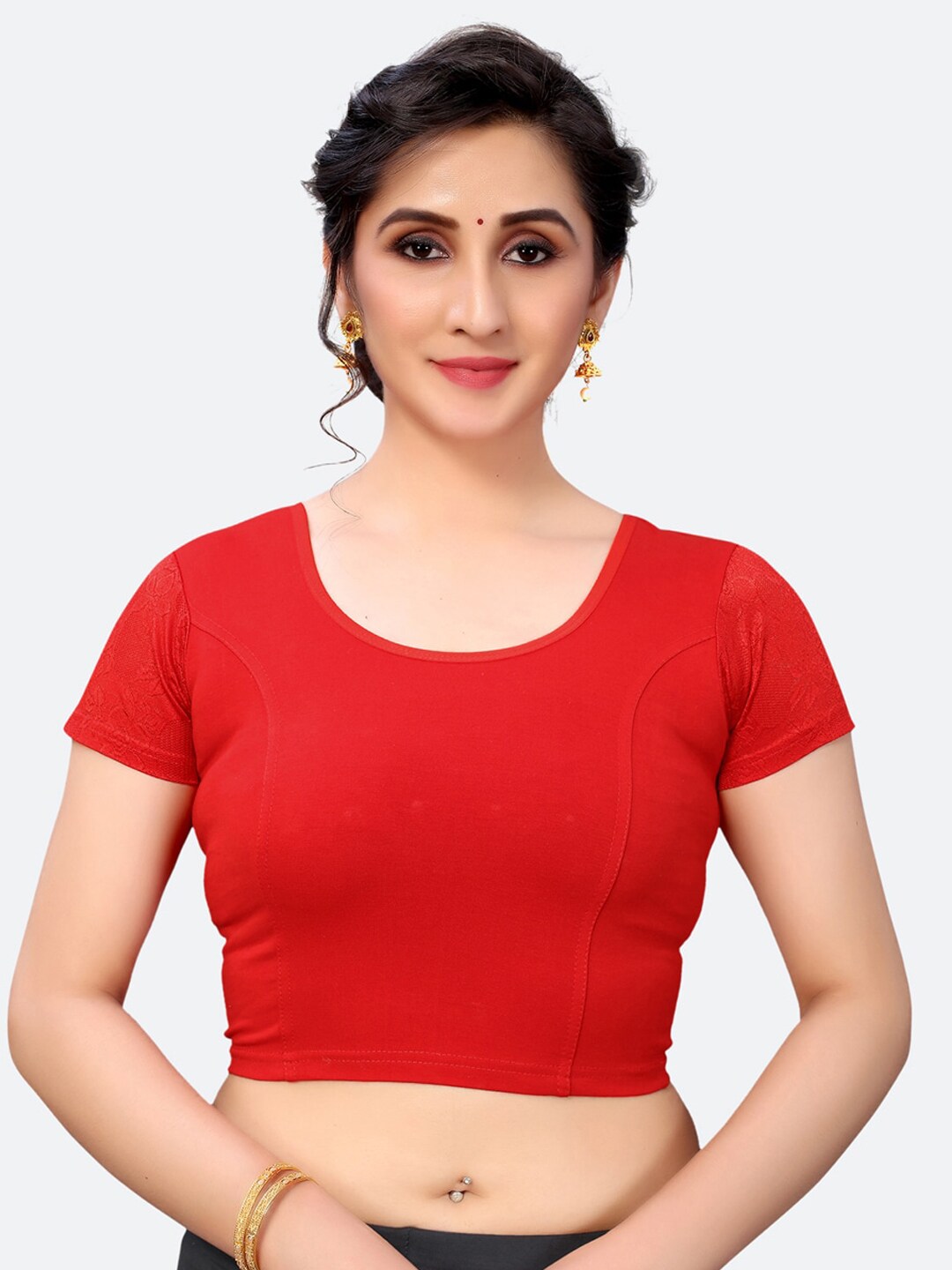 SIRIL Red Self Design Saree Blouse Price in India