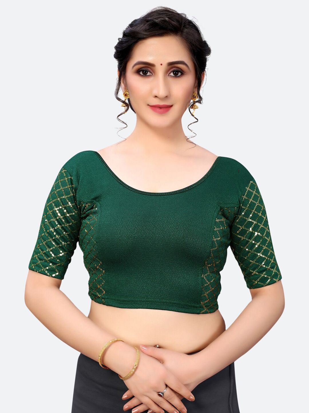 SIRIL Green Embellished Saree Blouse Price in India