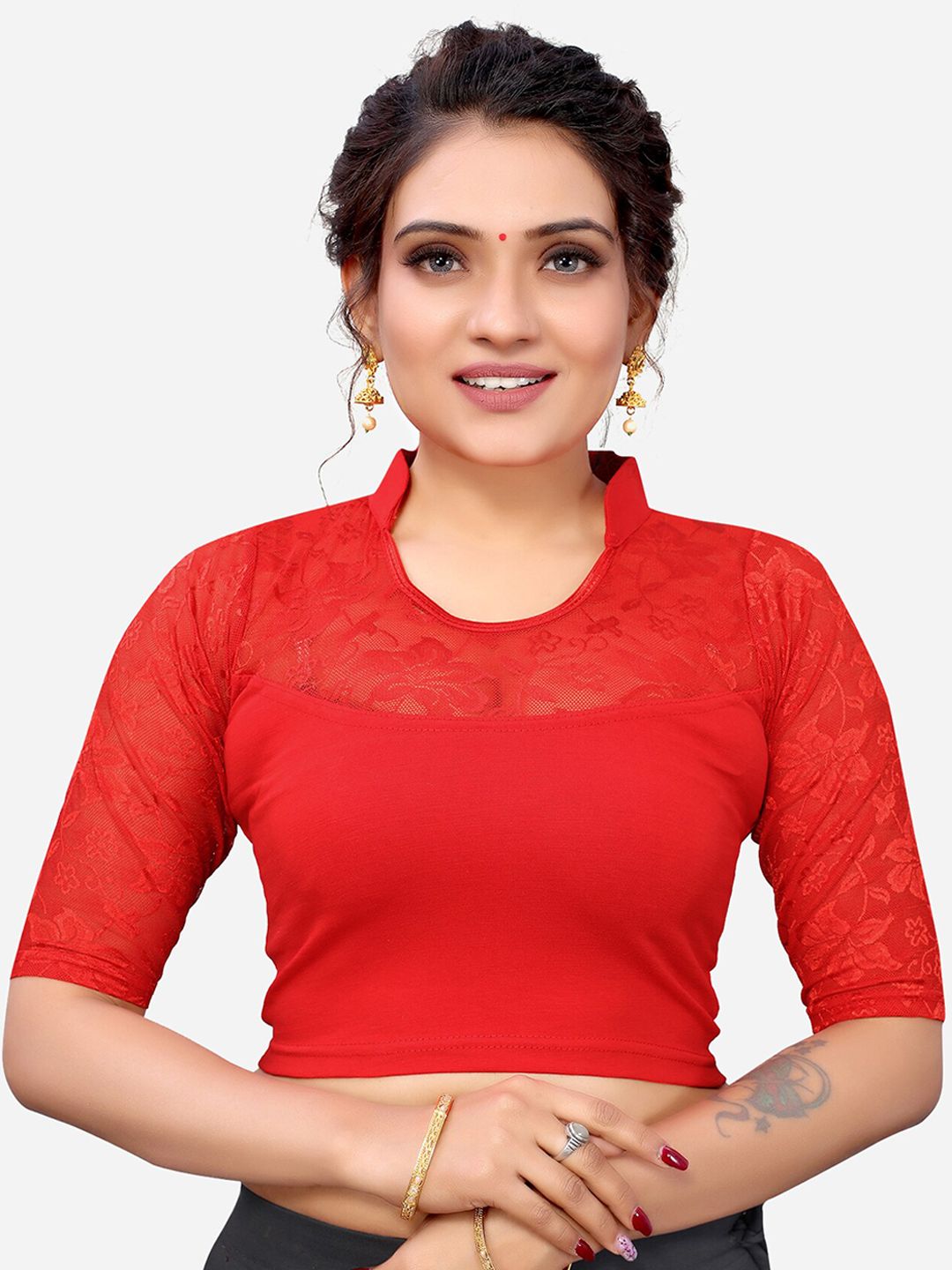 SIRIL Red Woven Design Saree Blouse Price in India