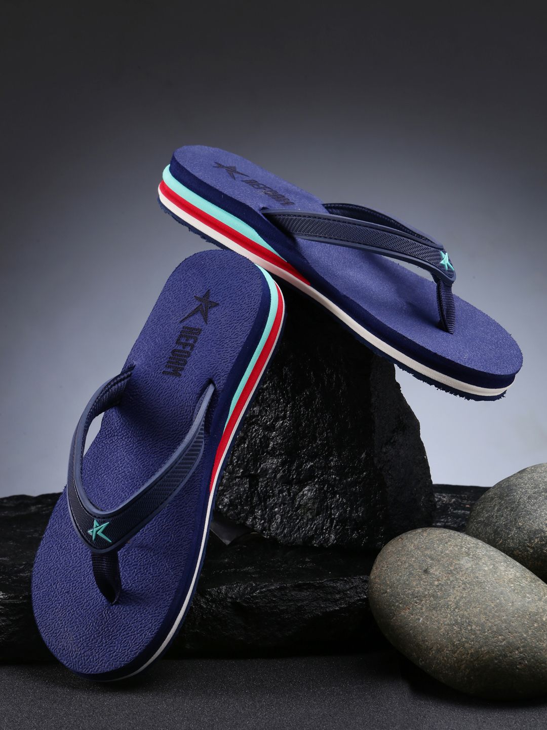 REFOAM Women Navy Blue Thong Flip-Flops Price in India