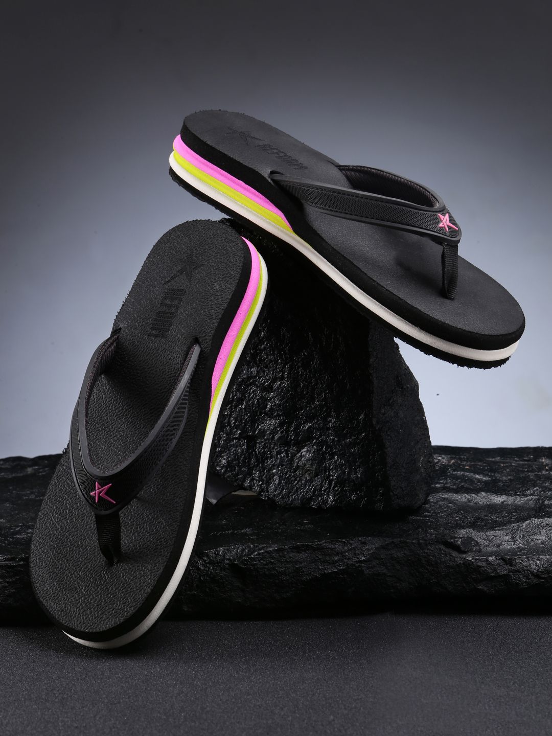 REFOAM Women Black Thong Flip-Flops Price in India