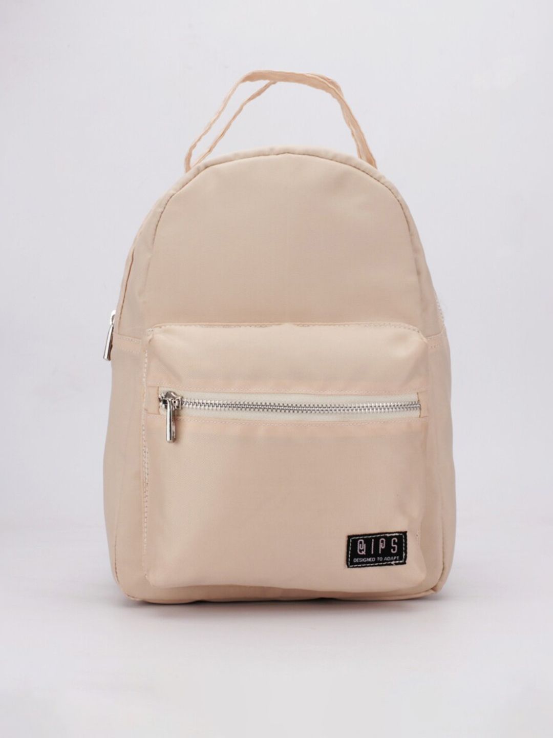 QIPS Women Cream-Coloured Brand Logo Backpack Price in India