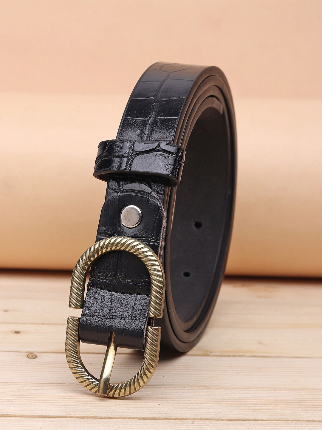 URBAN ALFAMI Women Black Textured Belt Price in India