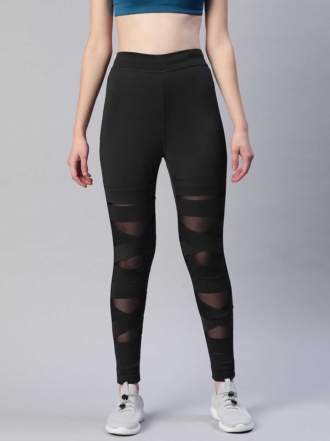 Blinkin Women Black Rapid Dry Tights with Breathable Mesh Panels Price in India