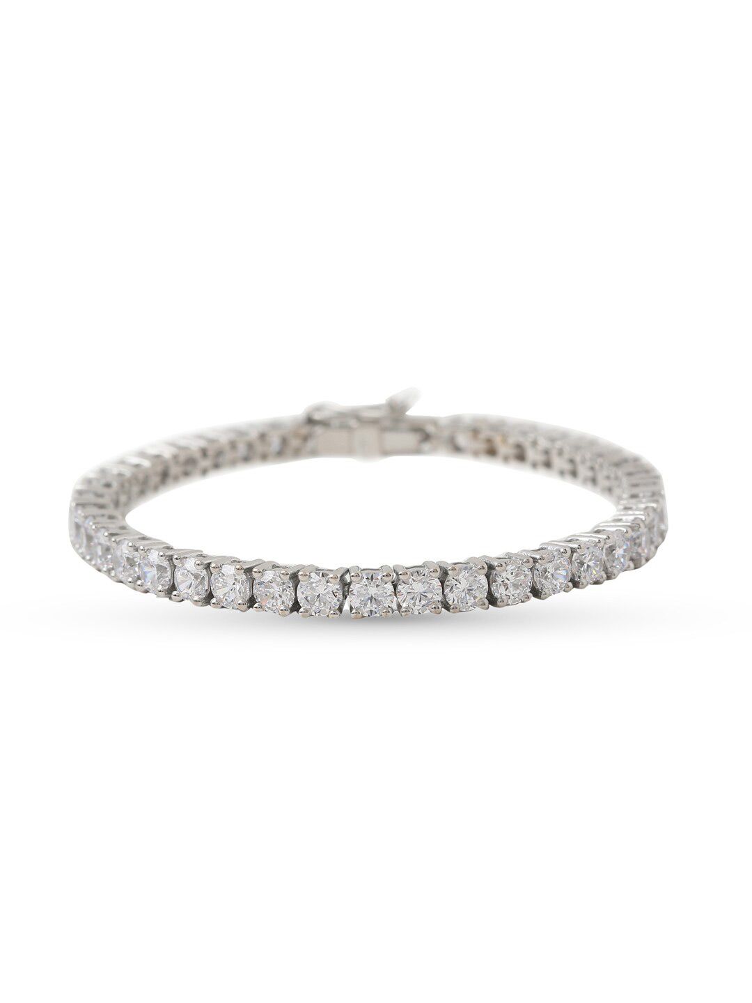 Hiara Jewels Women Silver-Toned Sterling Silver Cubic Zirconia Rhodium-Plated Bracelet Price in India