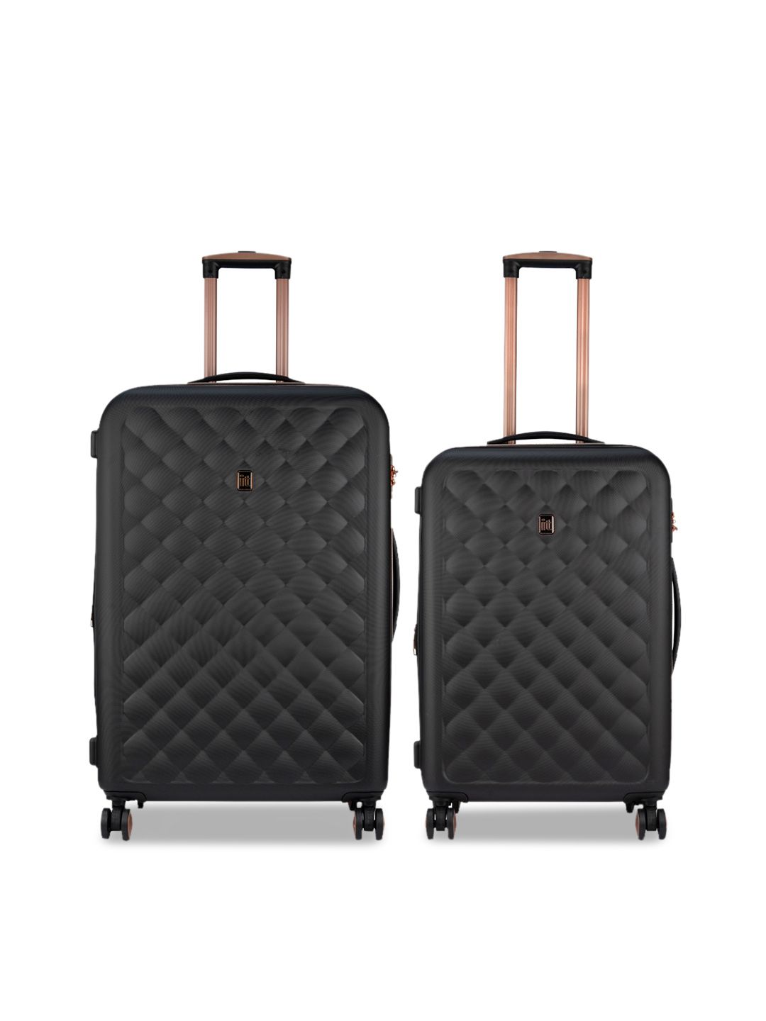 IT luggage Set Of 2 Black Textured Trolley Bag Price in India