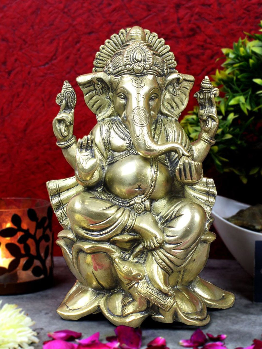 StatueStudio Gold-Toned Ganpati Idol Showpiece Price in India