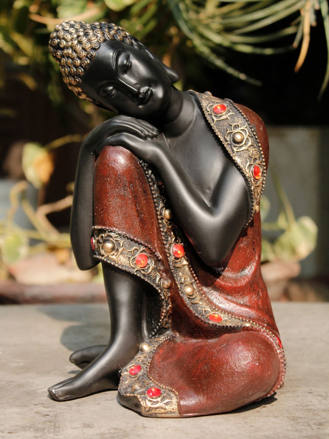 StatueStudio Red & Gold-Toned Buddha Showpiece Price in India
