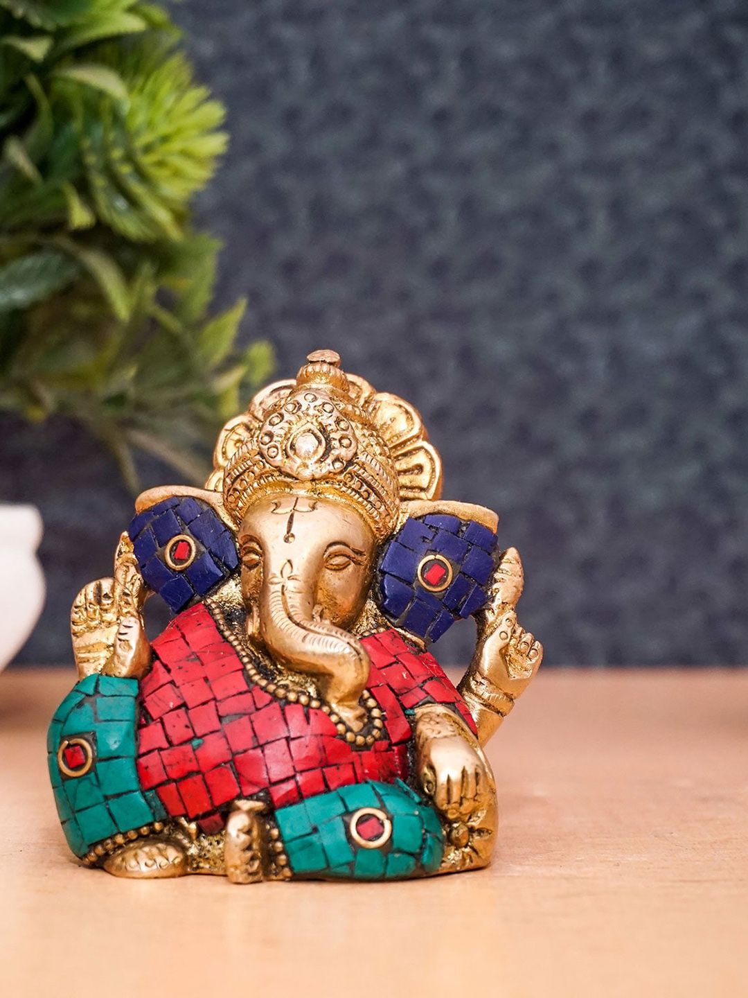 StatueStudio Gold-Toned & Red Lord Ganesha Idol Figurine Showpiece Price in India