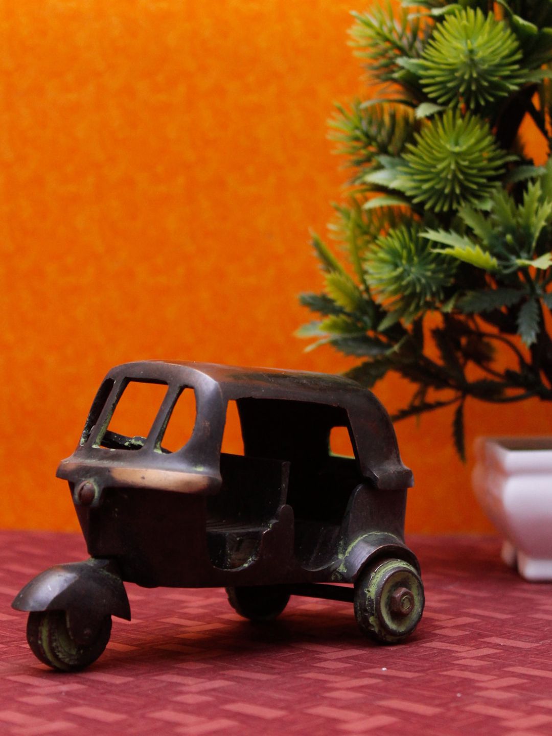 StatueStudio Black Antique Auto Rickshaw Showpiece Price in India