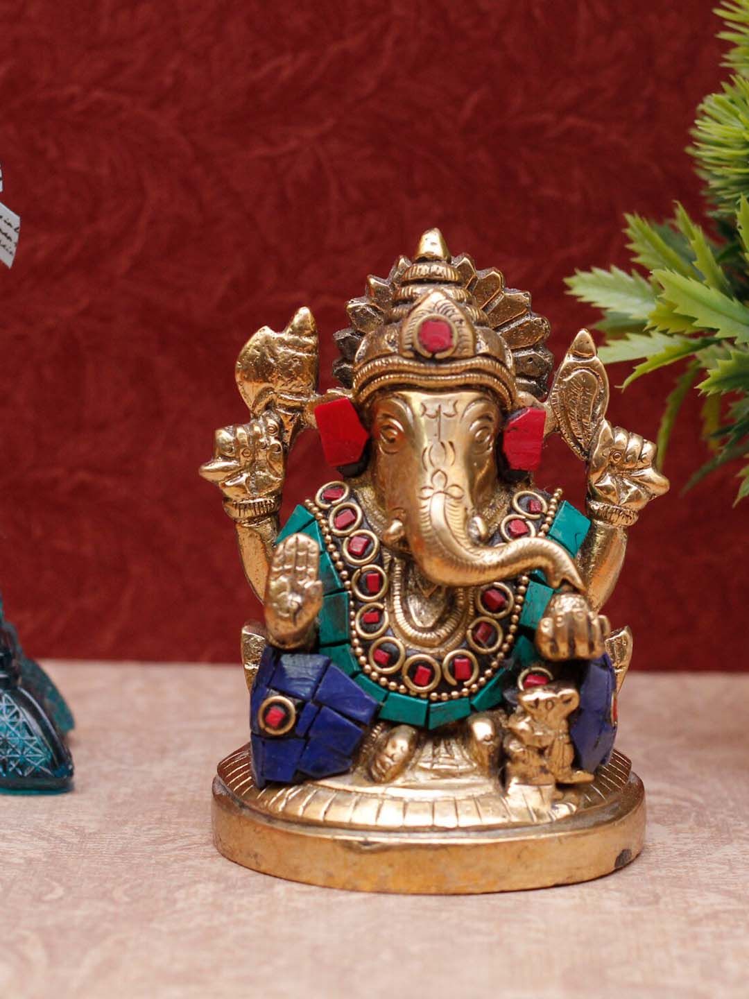 StatueStudio Blue & Gold Ganesha Idol Showpieces Price in India